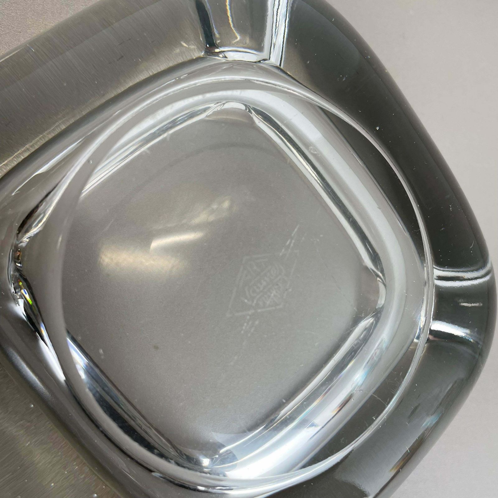 photo vinterior Large 1,8kg French Lucid Crystal Glass Shell Ashtray By Art Vannes France 1970
