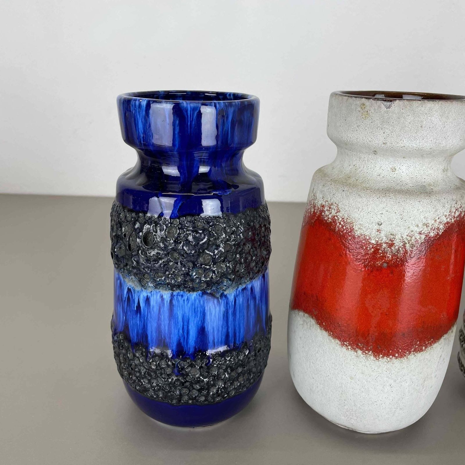 Set Of Four Vintage Pottery Fat Lava Vases Made By Scheurich, Germany, 1970s photo 537.0