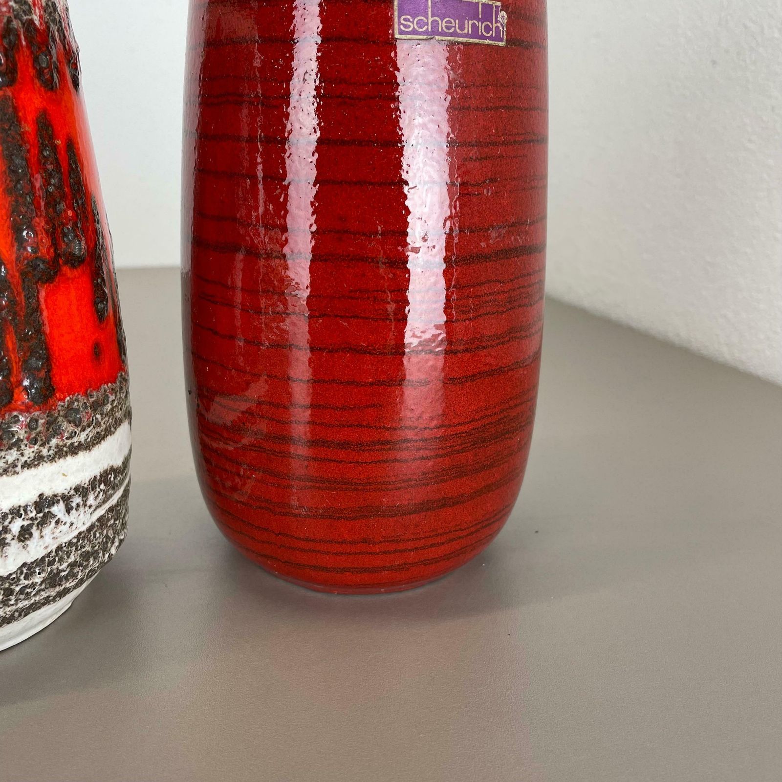 photo buy Set Of Four Vintage Pottery Fat Lava Vases Made By Scheurich, Germany, 1970s