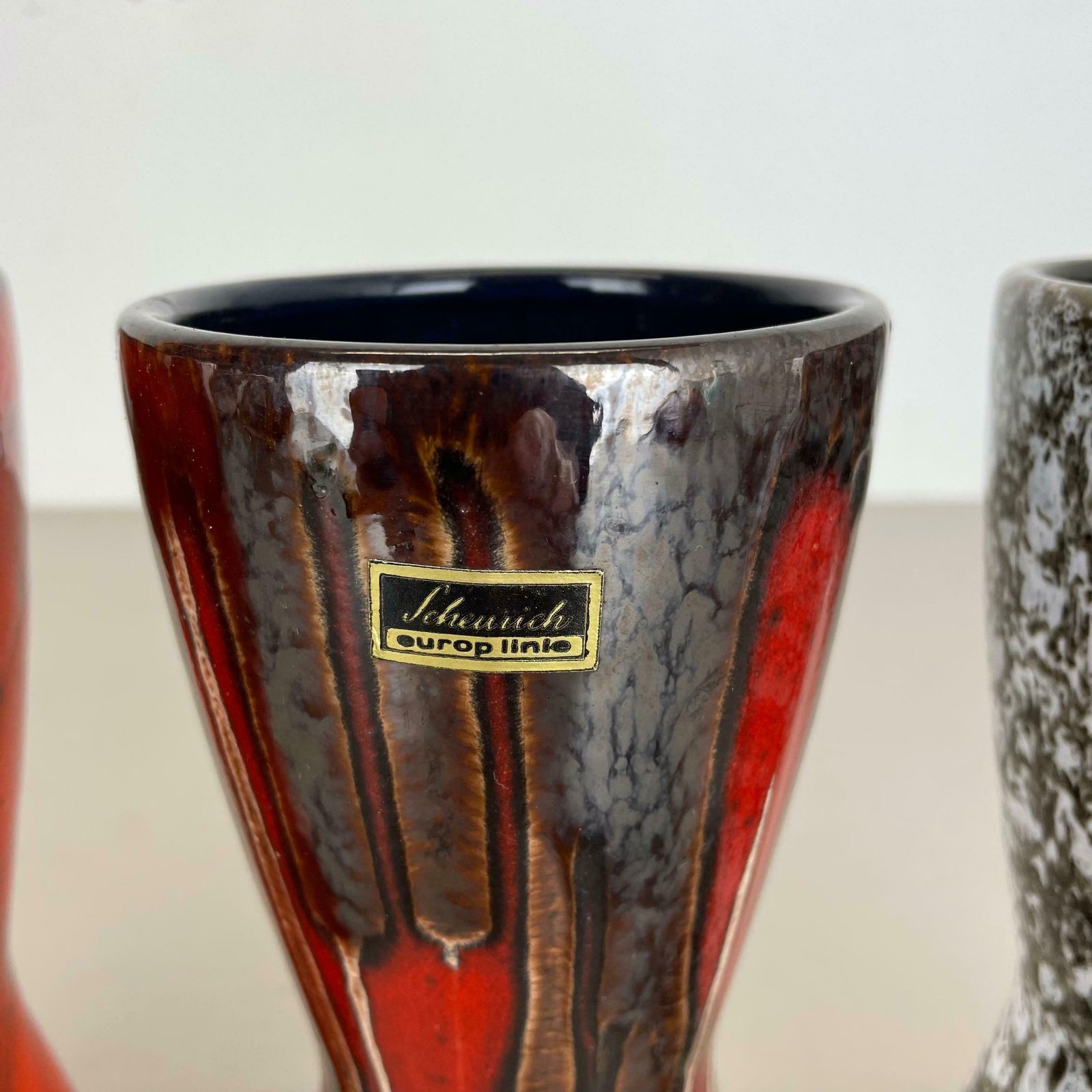 Home Decor Set Of Three Vintage Pottery Fat Lava Vases Made By Scheurich Germany 1970s photo