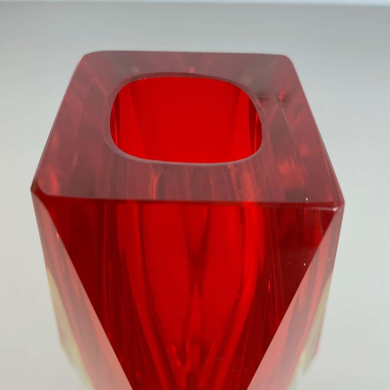 photo for sale Large Red Murano Glass Sommerso Vase By Flavio Poli Attributed, Italy 1970s