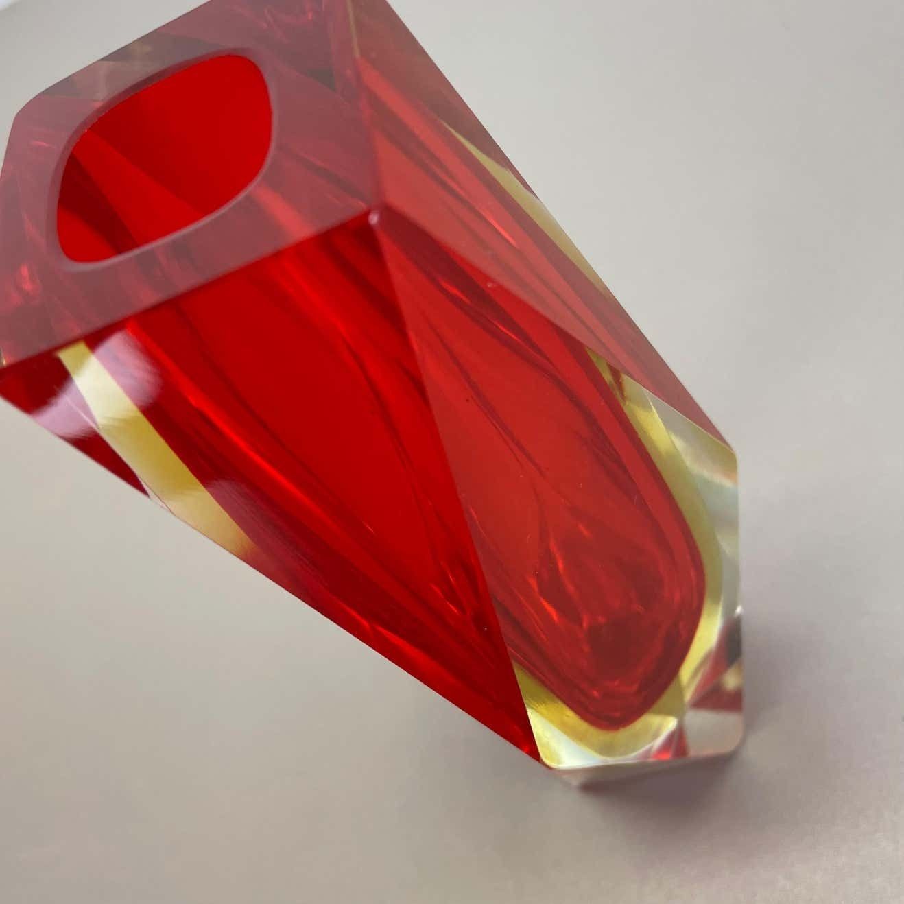 542.0 Large Red Murano Glass Sommerso Vase By Flavio Poli Attributed, Italy 1970s photo