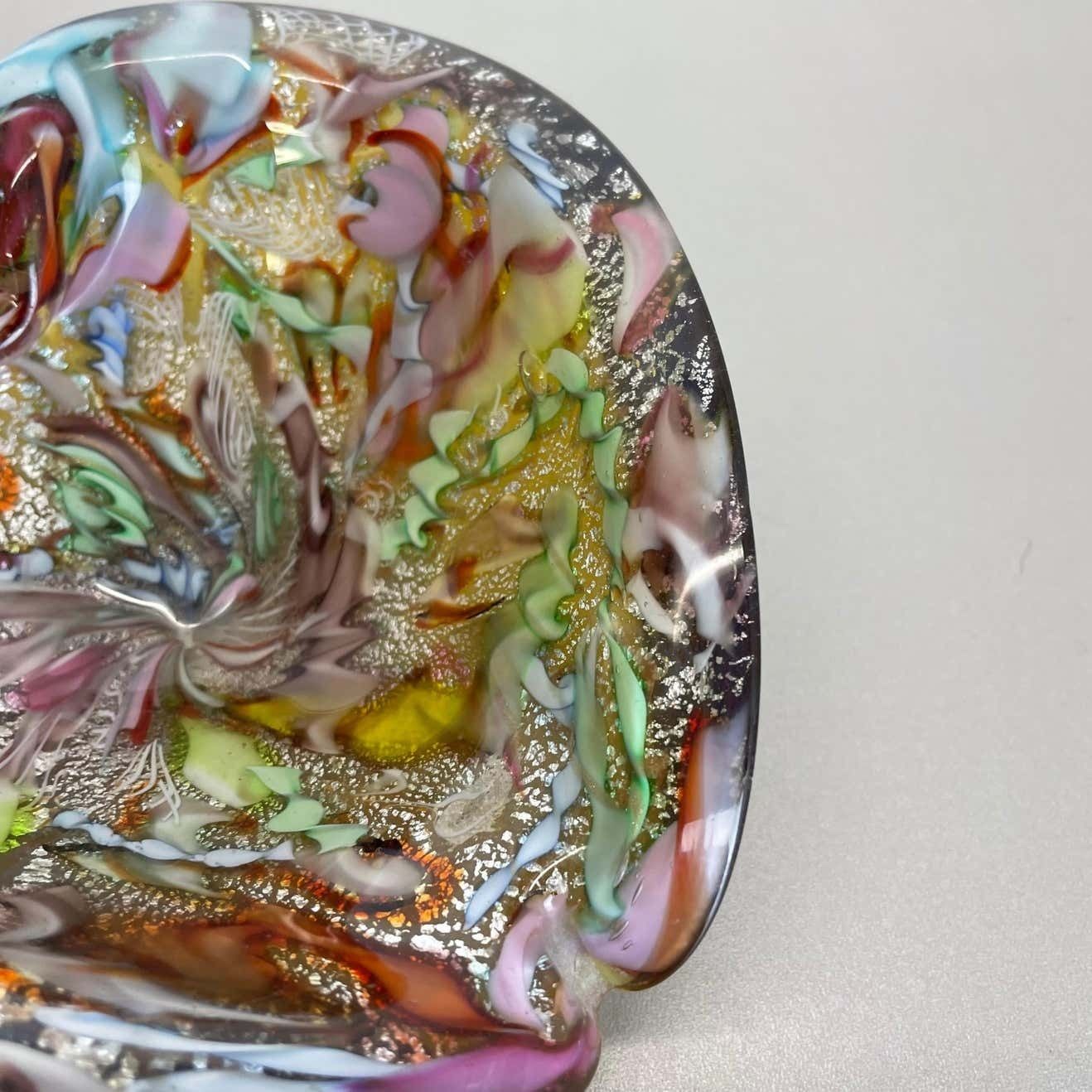 587.0 Multicolor Murano Glass Bowl Gold Flakes Shell Ashtray Dino Martens Italy, 1960s photo