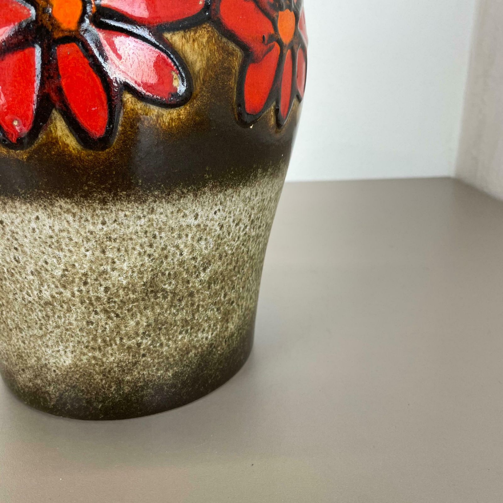 photo for sale Large Pottery Fat Lava Multi Colour "Floral" Floor Vase Made By Scheurich, 1970s