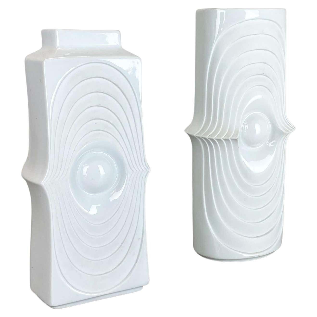 Set Of 2 Original Porcelain Op Art Vase Made By Royal Bavaria Kpm Germany, 1970s