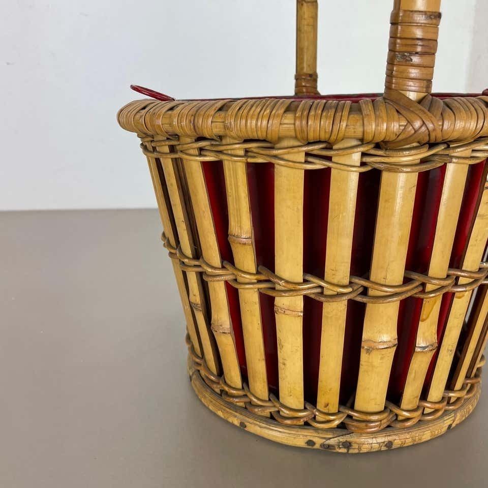 Minimalistic Bamboo Metal Planter Plant Stand Matégot Style, France, 1960s photo vinterior