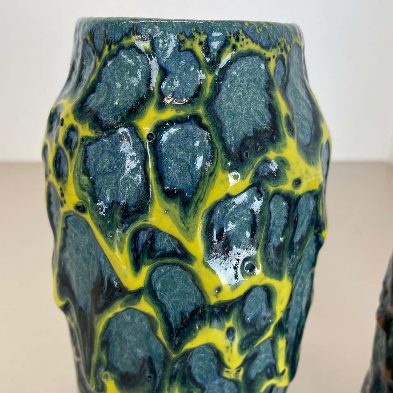 photo furniture Set Of 2 Rare Super Color Crusty Fat Lava Vases By Scheurich, Germany Wgp, 1970s