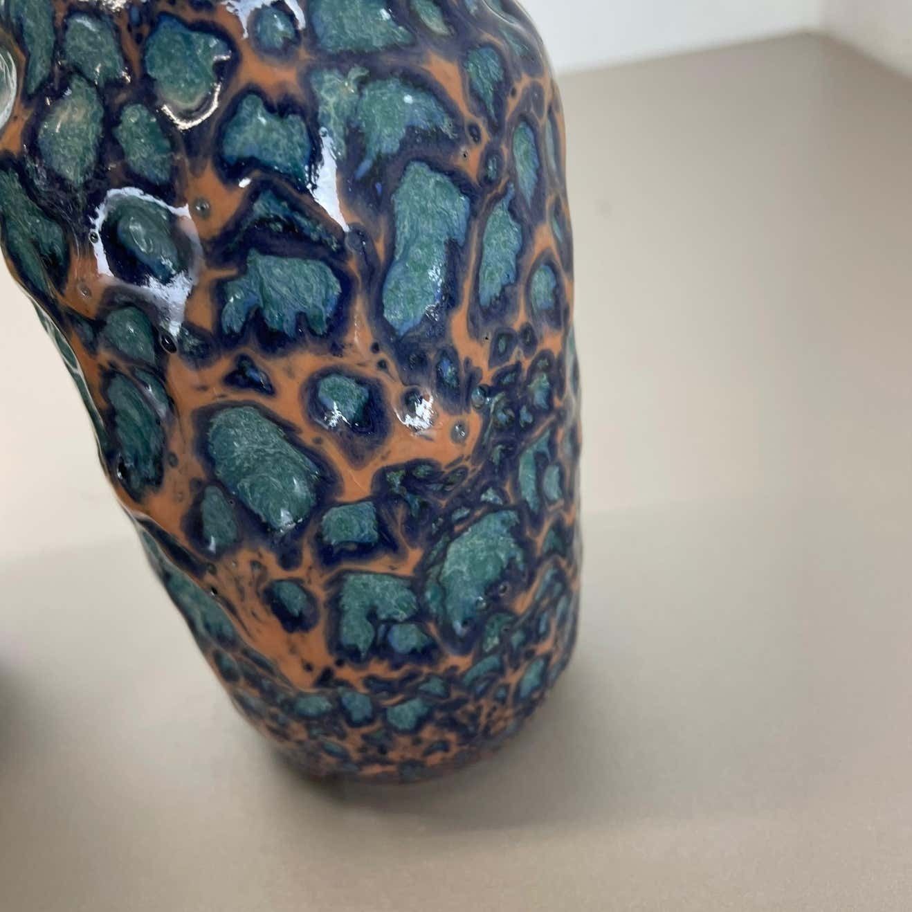 photo vintage Set Of 2 Rare Super Color Crusty Fat Lava Vases By Scheurich, Germany Wgp, 1970s