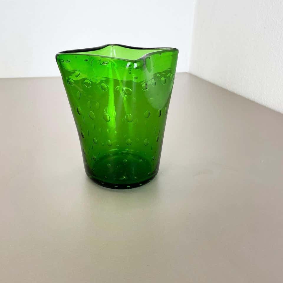 Murano Glass Bullicante Bubble "Green" Vase Element Shell Murano, Italy, 1970s photo furniture