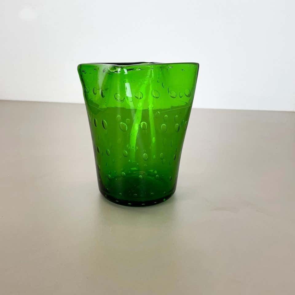 Murano Glass Bullicante Bubble "Green" Vase Element Shell Murano, Italy, 1970s photo vinterior