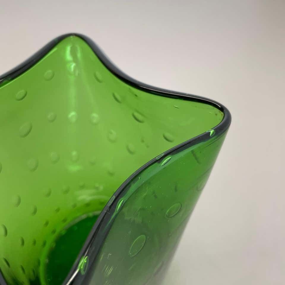 photo for sale Murano Glass Bullicante Bubble "Green" Vase Element Shell Murano, Italy, 1970s