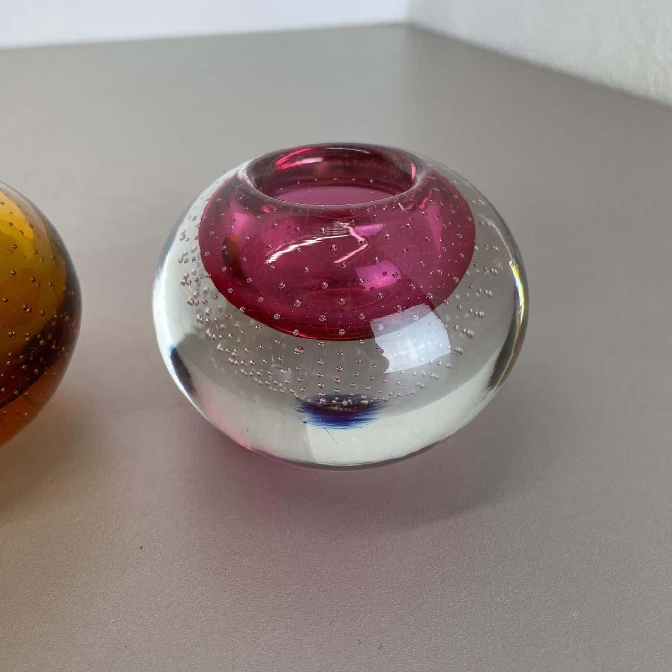 Home Decor Set Of 2 Murano Glass Bubble Structure Bowl Shells Ashtray Element, Italy, 1970s photo