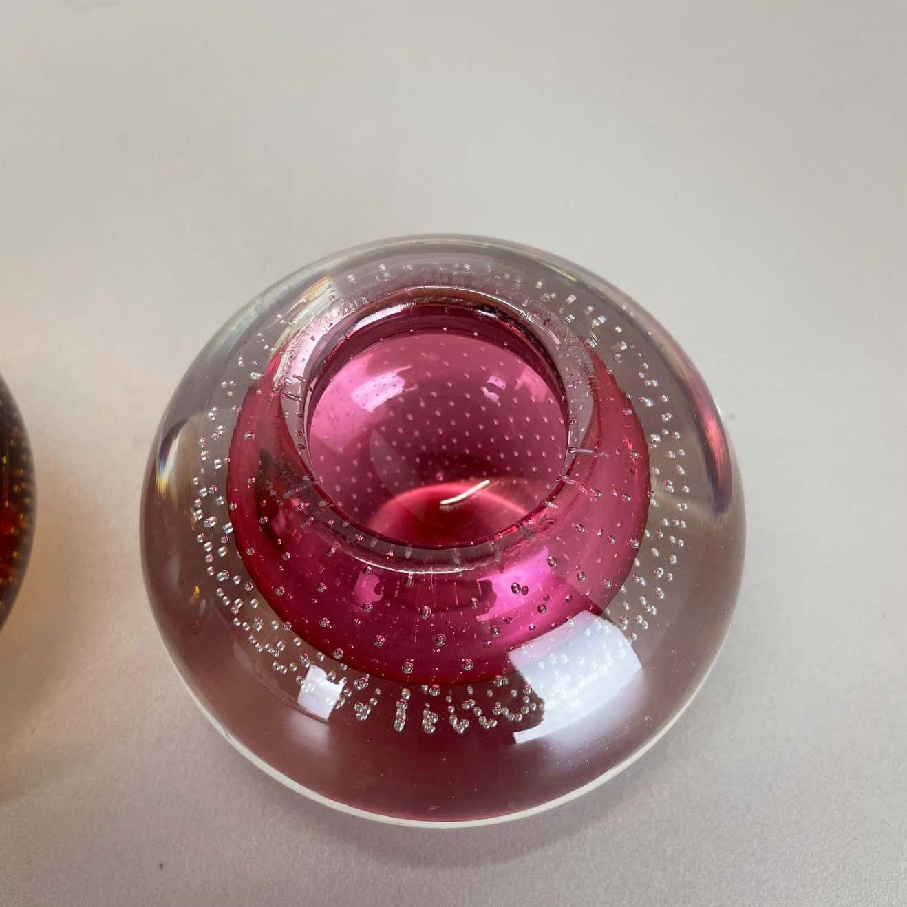 photo vinterior Set Of 2 Murano Glass Bubble Structure Bowl Shells Ashtray Element, Italy, 1970s