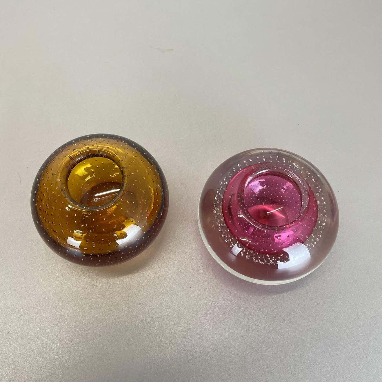 photo buy Set Of 2 Murano Glass Bubble Structure Bowl Shells Ashtray Element, Italy, 1970s