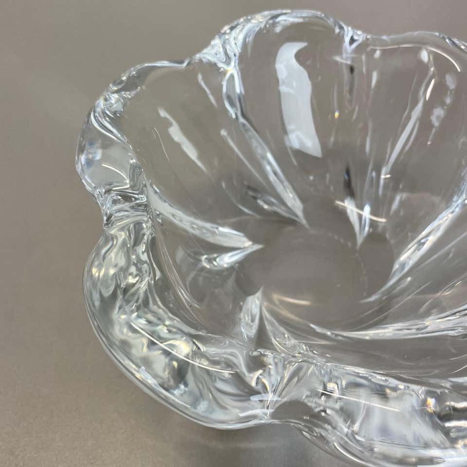 Large 2kg Floral Glass Shell Bowl Ashtray Element By Orrefors, Sweden, 1970s photo vinterior