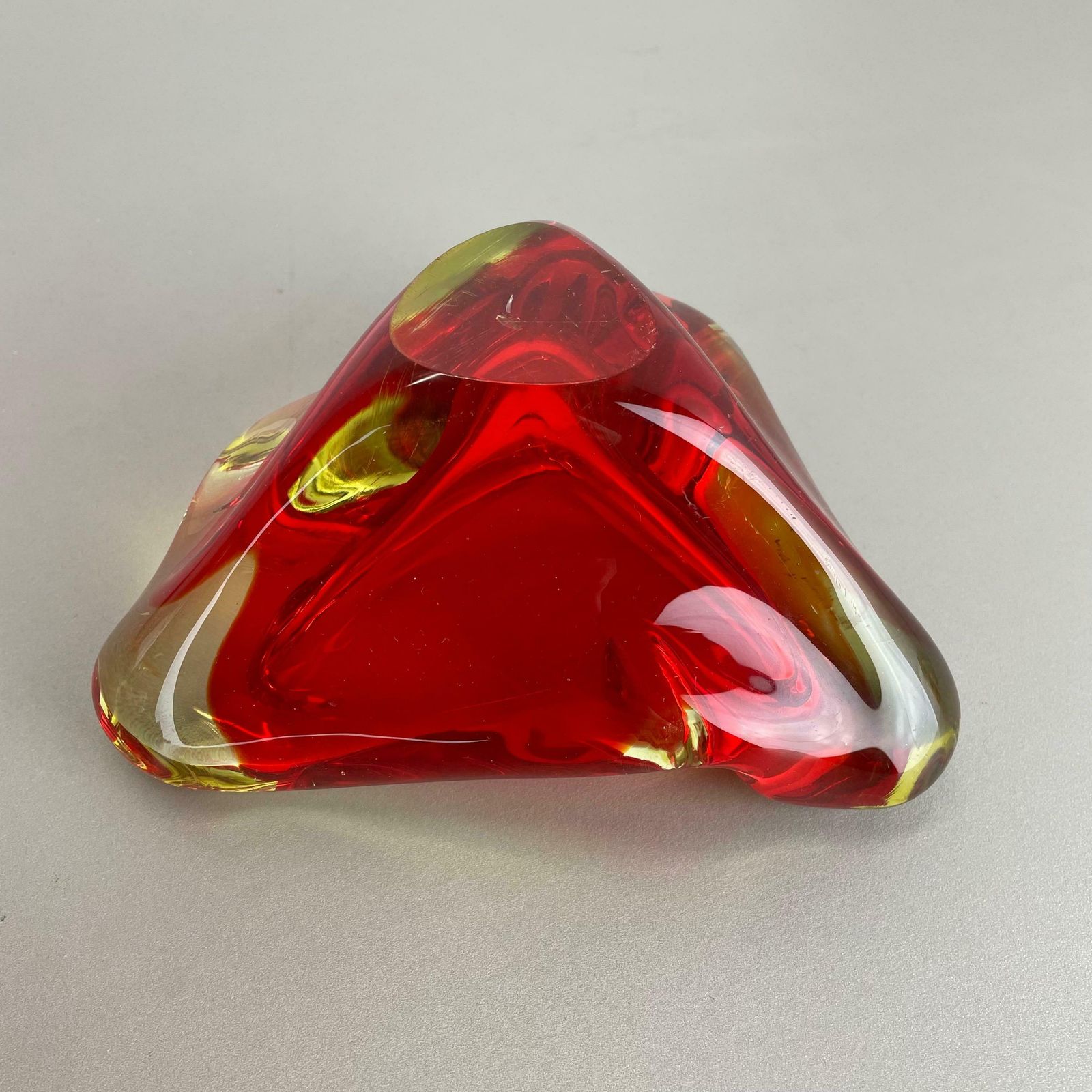 photo buy Rare Xl 1,7kg Red Yelllow Bowl Element Shell Ashtray Murano Italy 1970