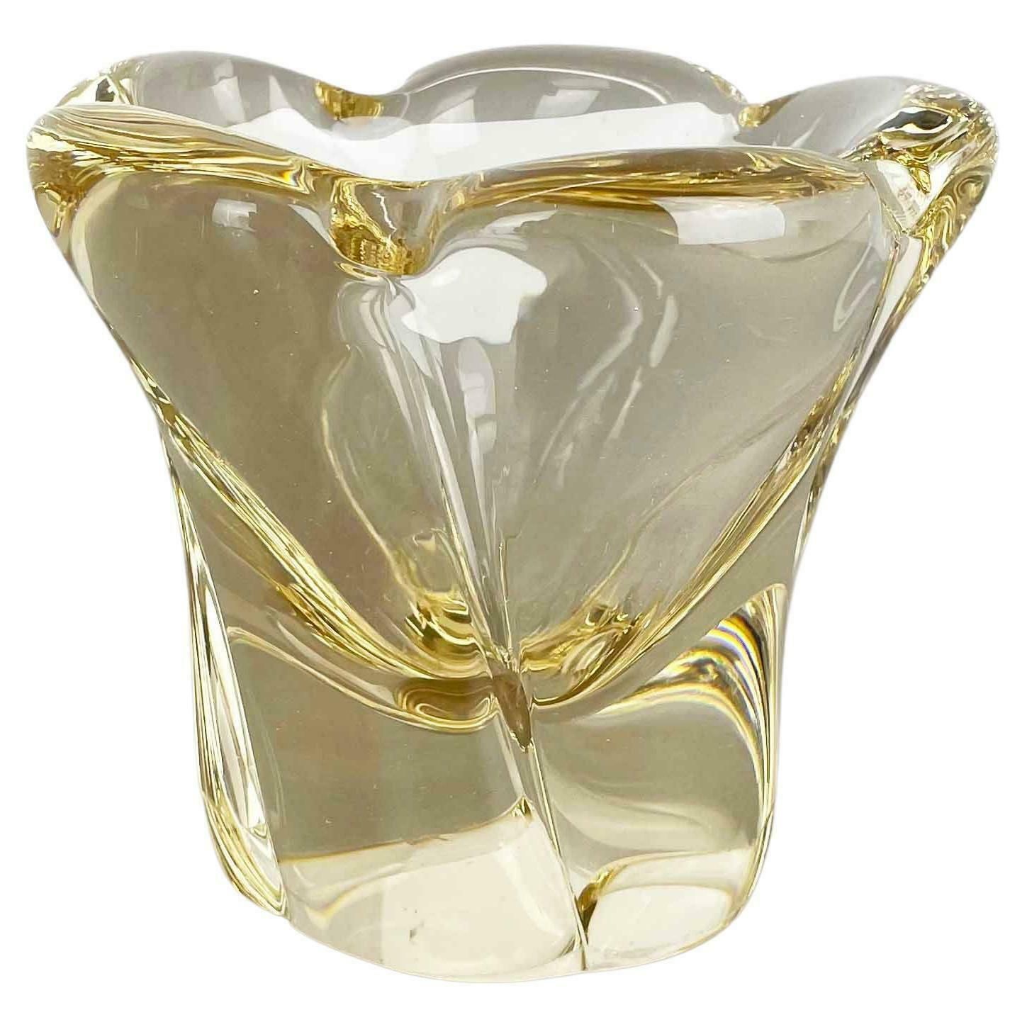 Large 3kg Crystal Glass Centrepiece Shell Bowl By Daum Nancy France 1970s