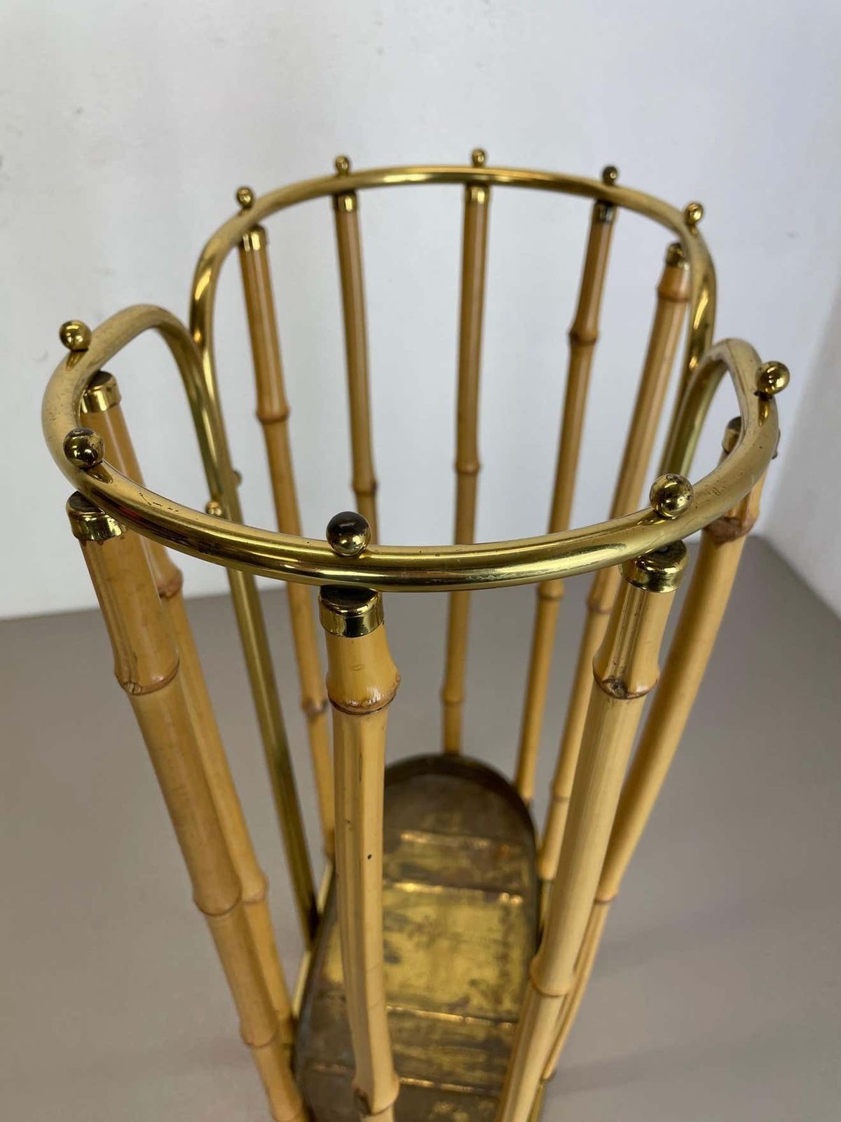 photo buy Hollywood Regency Auböck Style Brass Bamboo Umbrella Stand, Austria, 1950s
