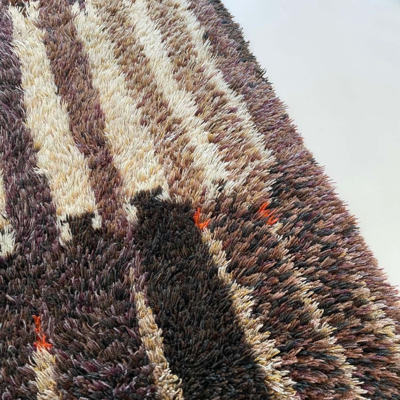 Original Abstract Scandinavian High Pile Abstract Rya Rug Carpet, Finland, 1960s photo vintage