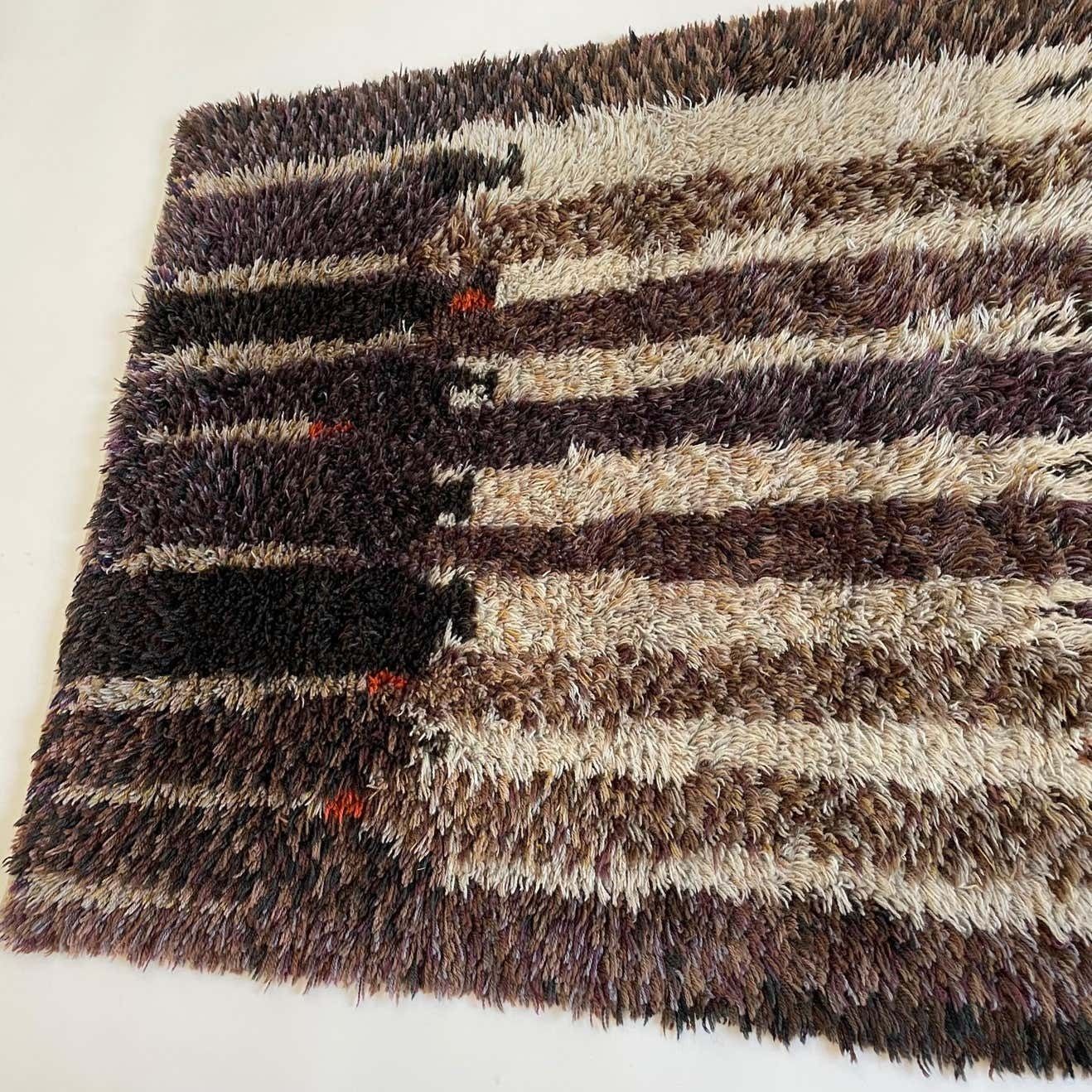 photo buy Original Abstract Scandinavian High Pile Abstract Rya Rug Carpet, Finland, 1960s