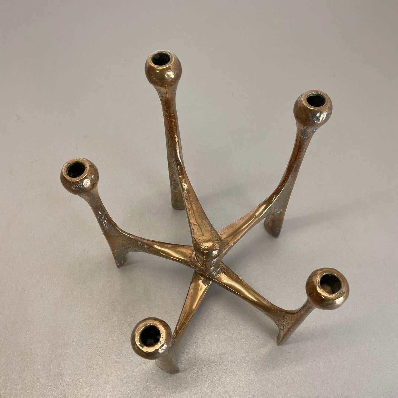 858.0 Midcentury Brutalist Bronze Candleholder By Michael Harjes, Germany, 1960s photo