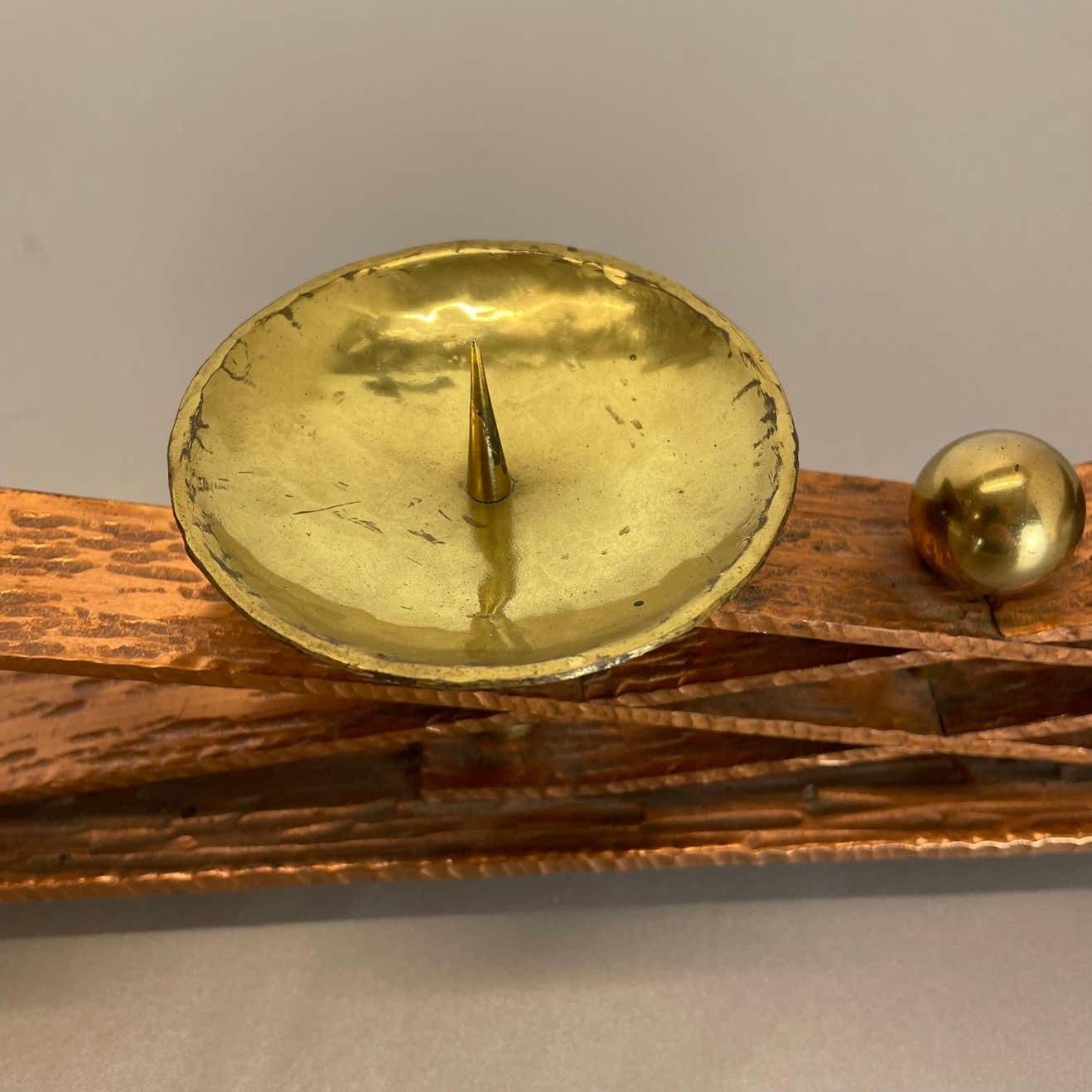 Hagenauer Style Brutalist Copper + Brass Candleholder, Austria 1950 photo buy