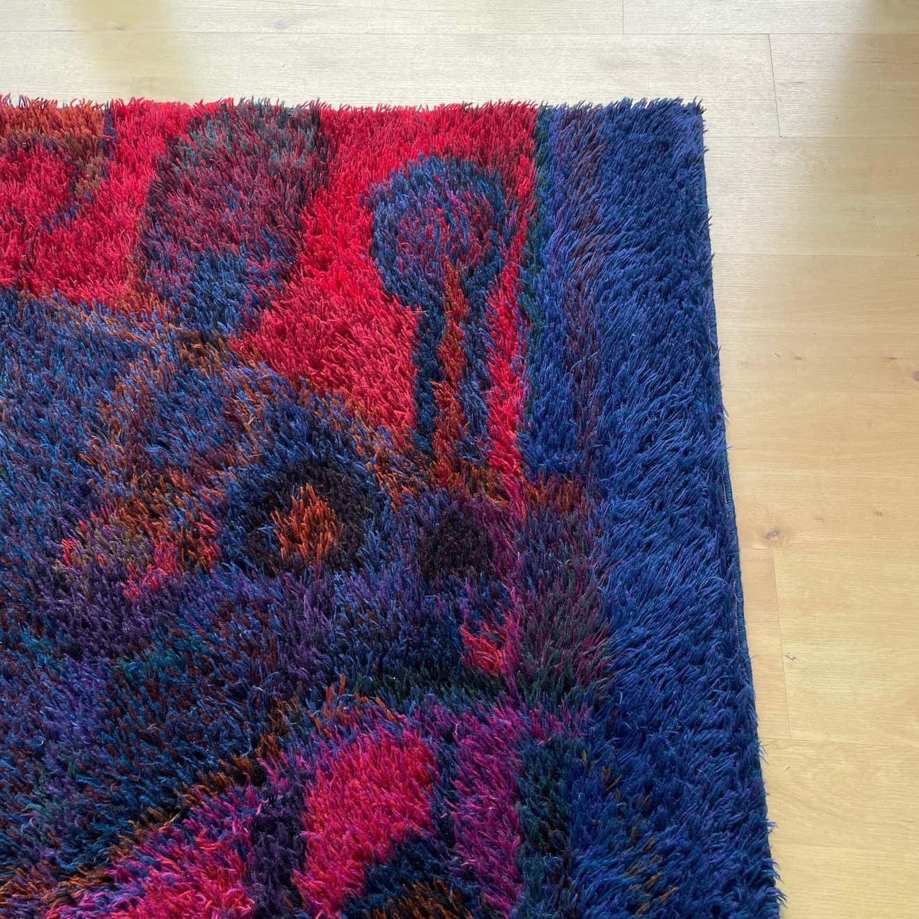 photo buy Original Scandinavian Rya Rug By Oili Mäki For Finnrya Oy Ab, Finland