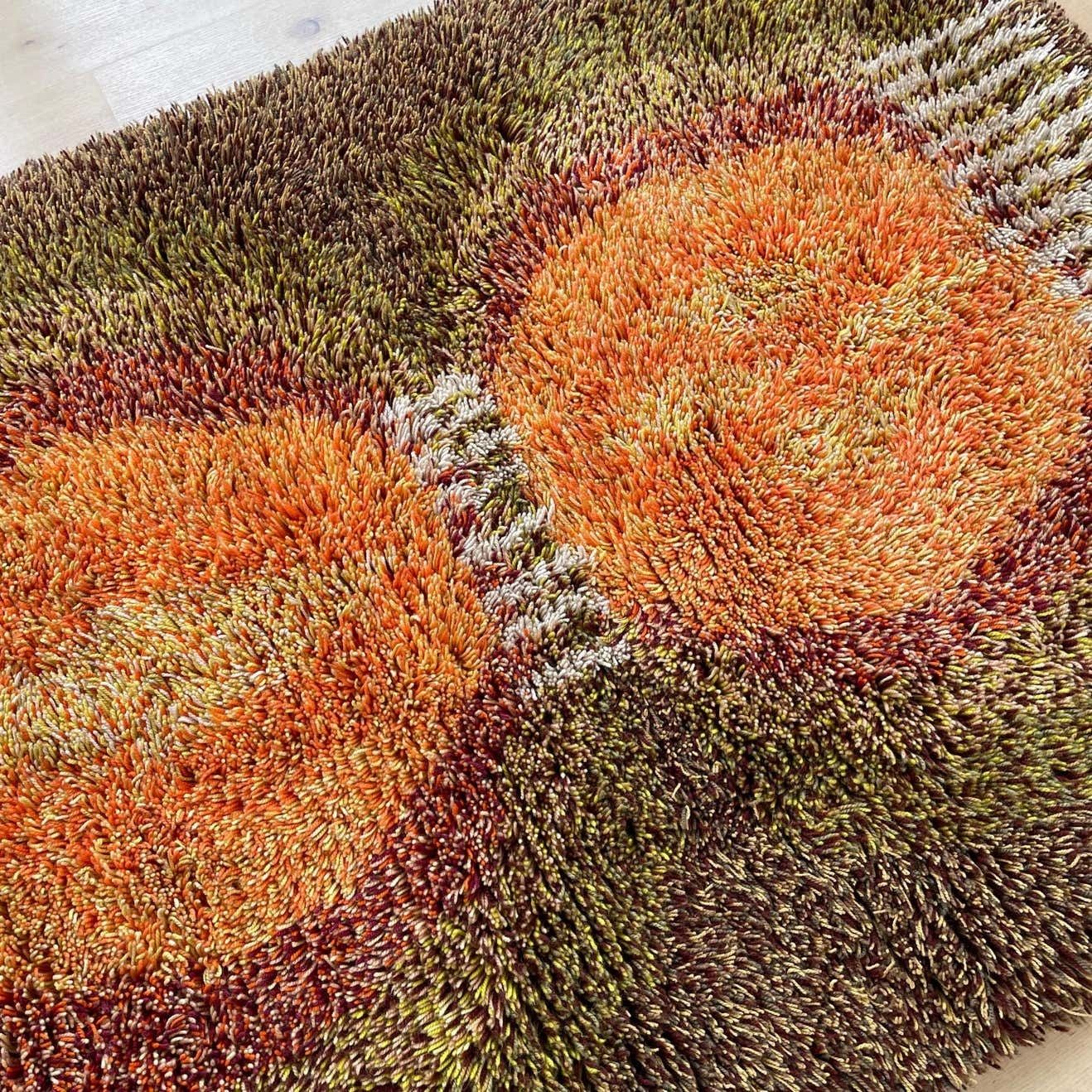 2032.0 Original Abstract Scandinavian High Pile Abstract Rya Rug Carpet, Finland, 1960s photo
