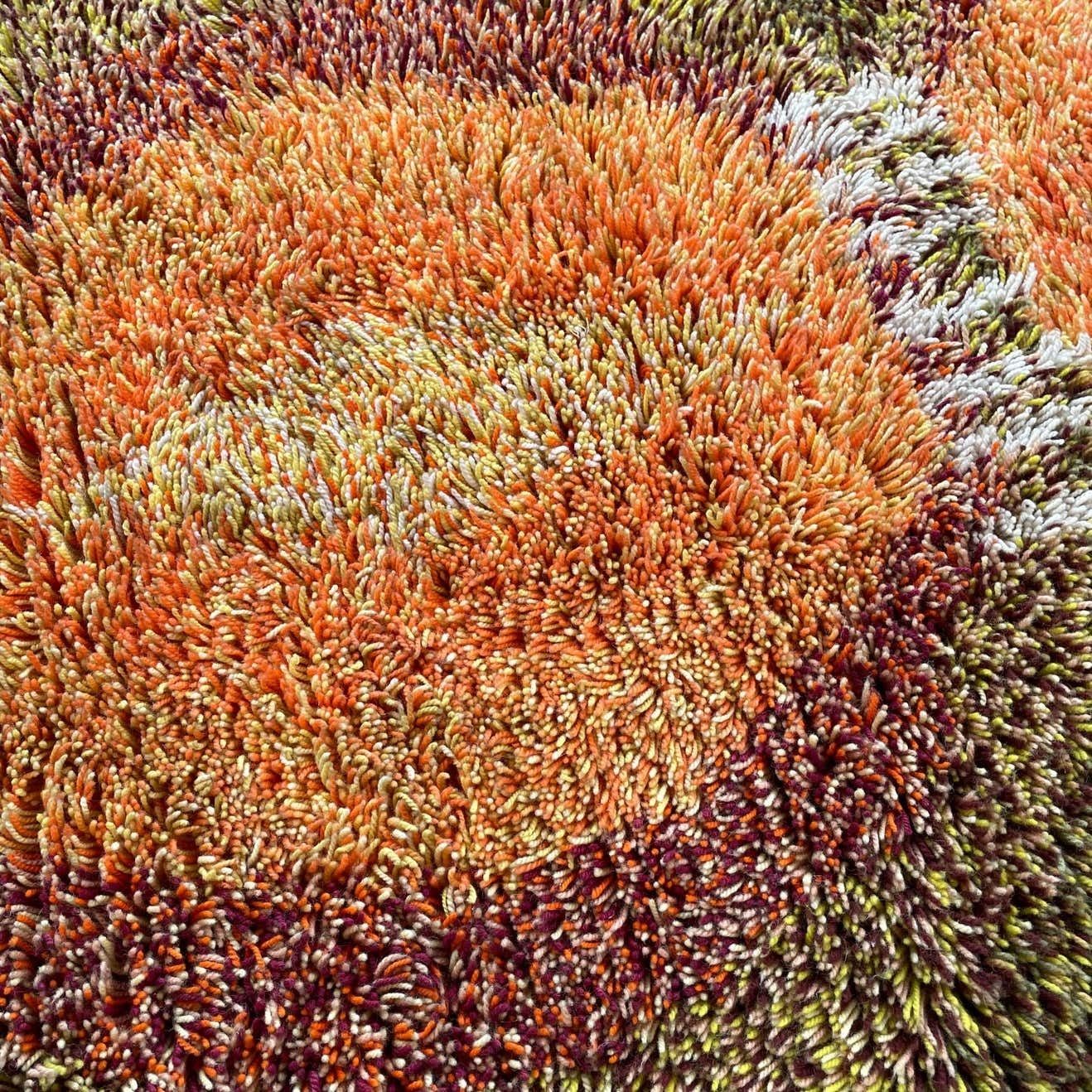 photo vinterior Original Abstract Scandinavian High Pile Abstract Rya Rug Carpet, Finland, 1960s