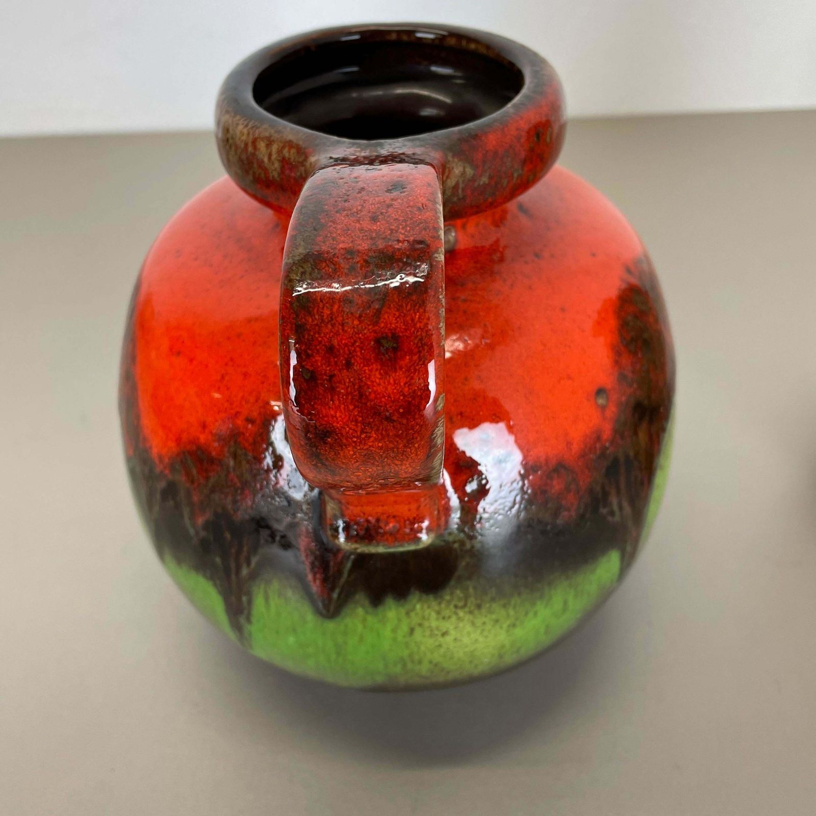 photo furniture Set Of Two Pottery Fat Lava Vases "Multi Color" By Scheurich, Germany, 1970s