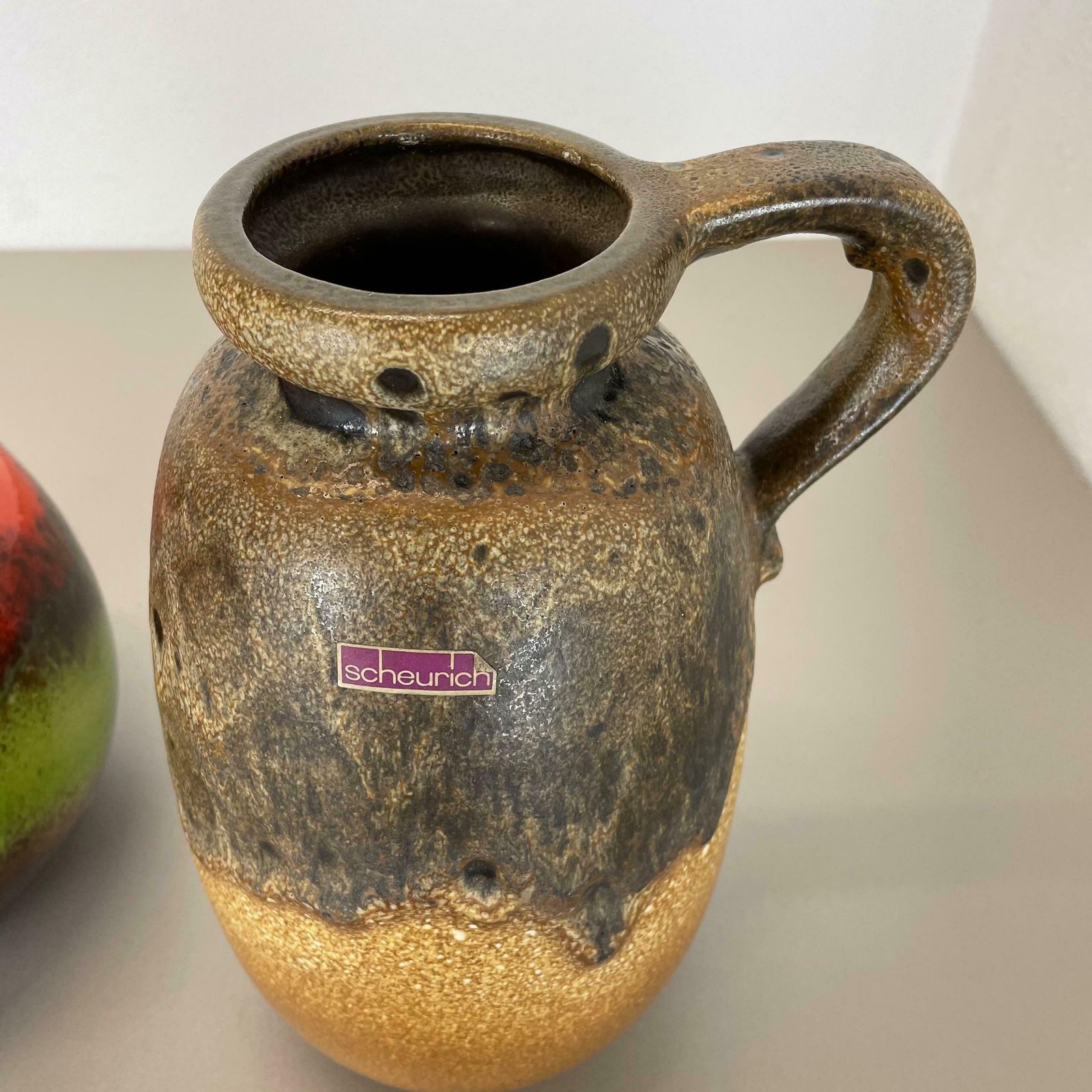 537.0 Set Of Two Pottery Fat Lava Vases "Multi Color" By Scheurich, Germany, 1970s photo