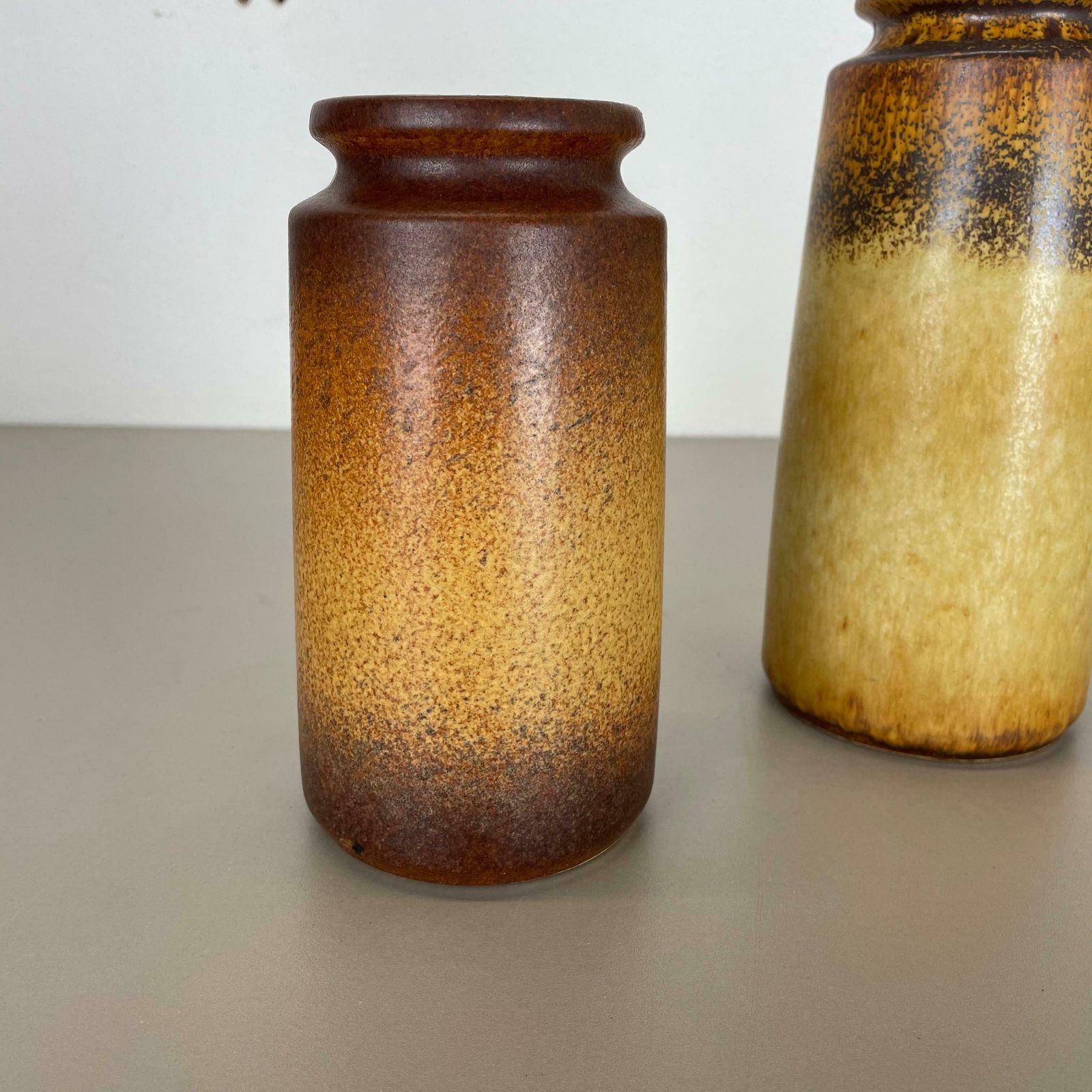 Set Of Three Pottery Fat Lava Vases "Multi Colour" By Scheurich, Germany, 1970s photo 446.0