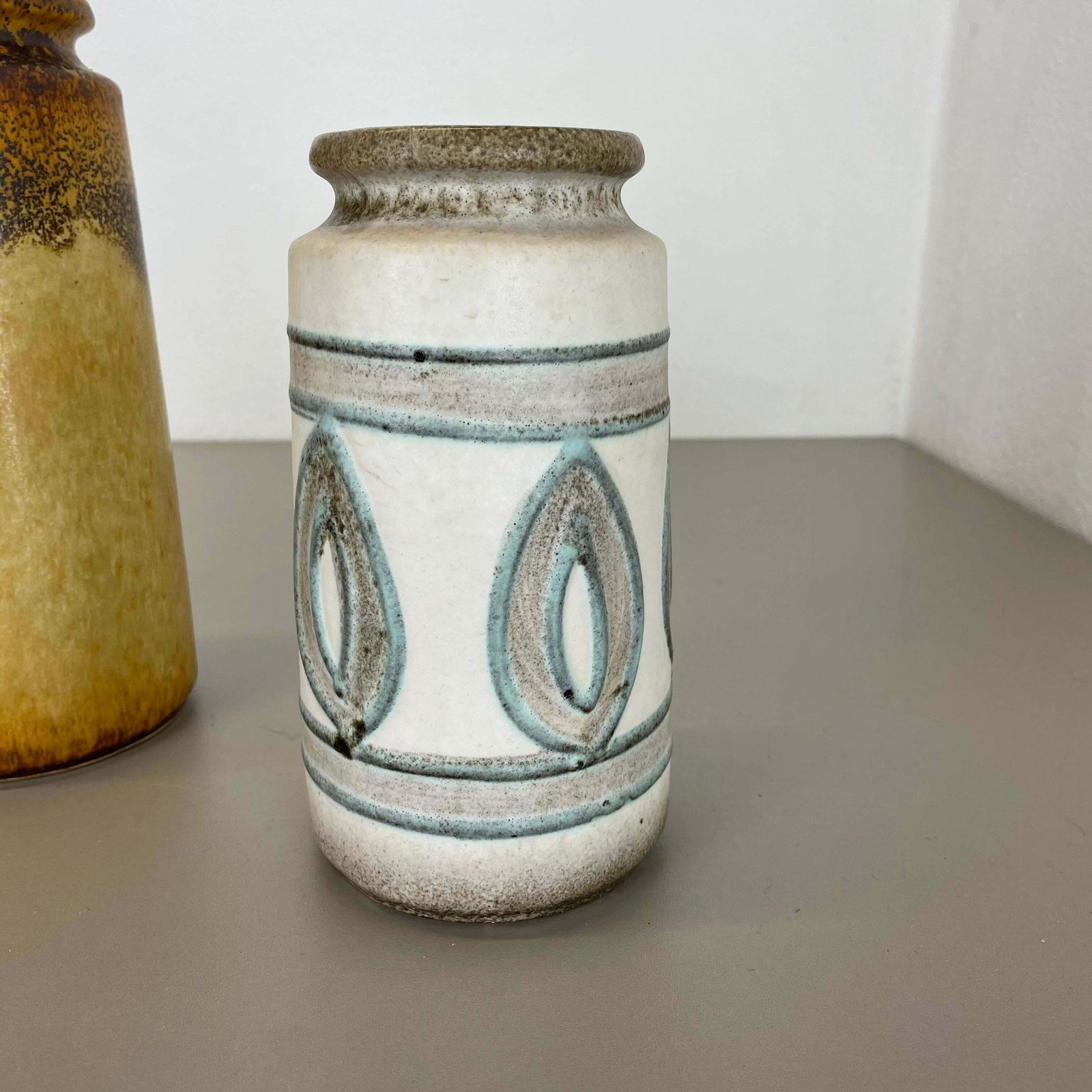 Home Decor Set Of Three Pottery Fat Lava Vases "Multi Colour" By Scheurich, Germany, 1970s photo