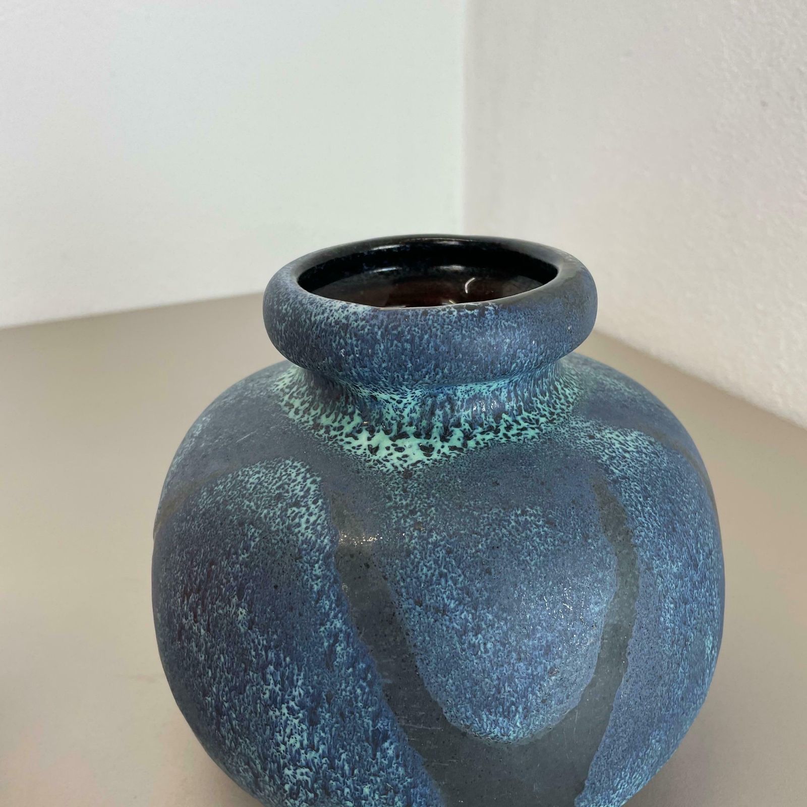 Home Decor Set Of Two Pottery Fat Lava Vases "Multi Color" By Scheurich, Germany, 1970s photo