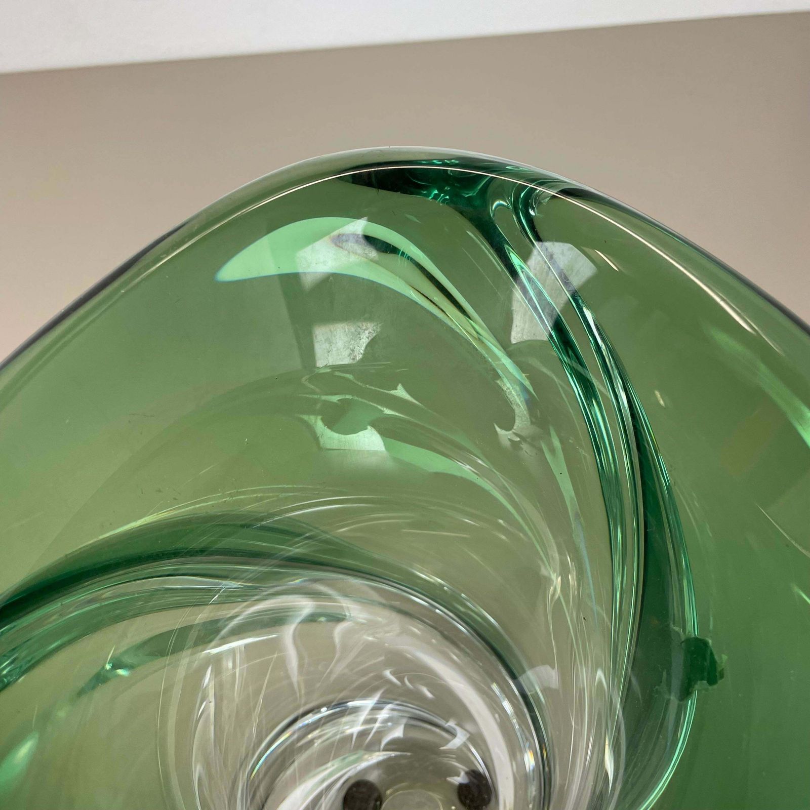 photo buy Heavy 5,1kg Crystal Wave Glass Vase Object By Val Saint Lambert Belgium 1960s