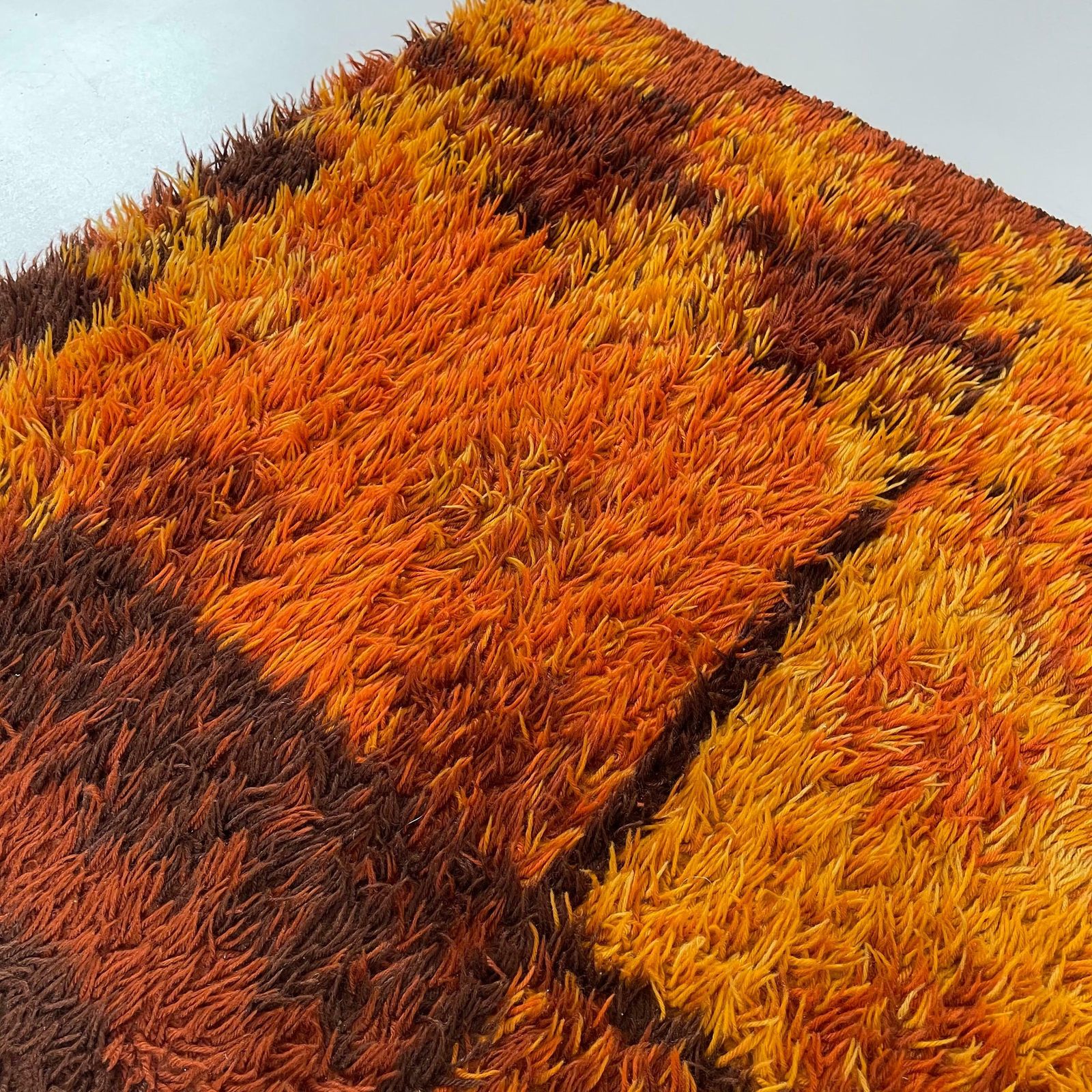 photo vintage Original Scandinavian Square Pattern Rya Rug By Ege Taepper, 1960s, Denmark