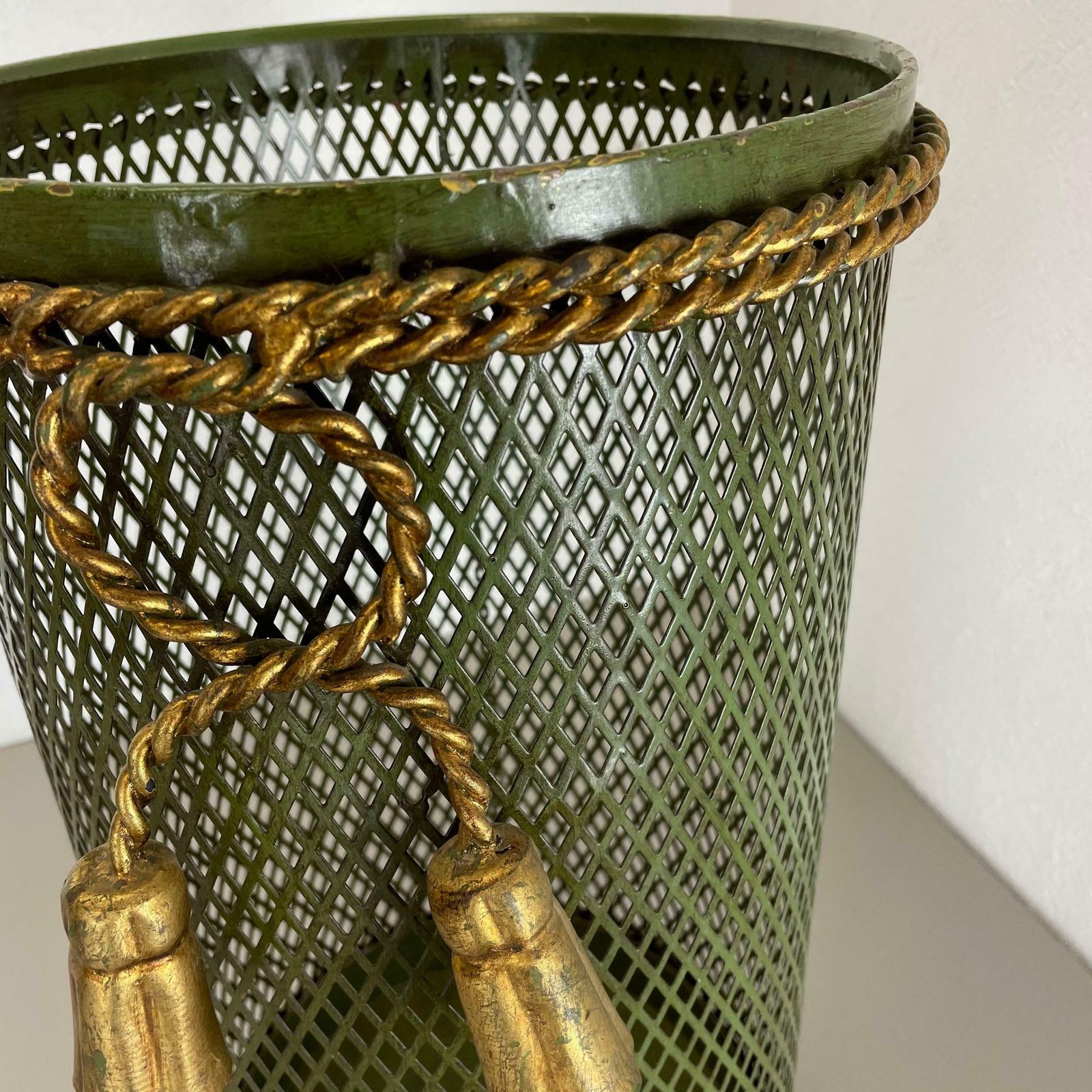 photo furniture Hollywood Regency Gilded Metal Umbrella Stand By Li Puma, Firenze, Italy, 1950s