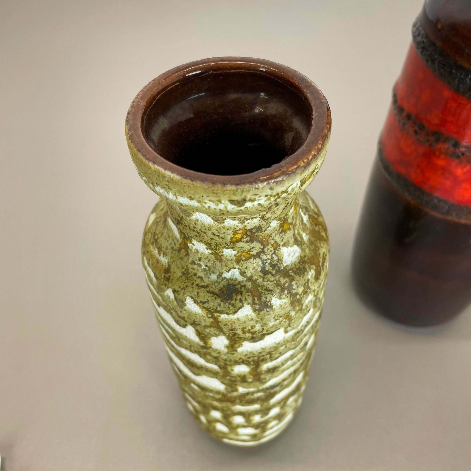 Set Of Three Vintage Pottery Fat Lava Vases Made By Scheurich, Germany, 1970s photo vintage