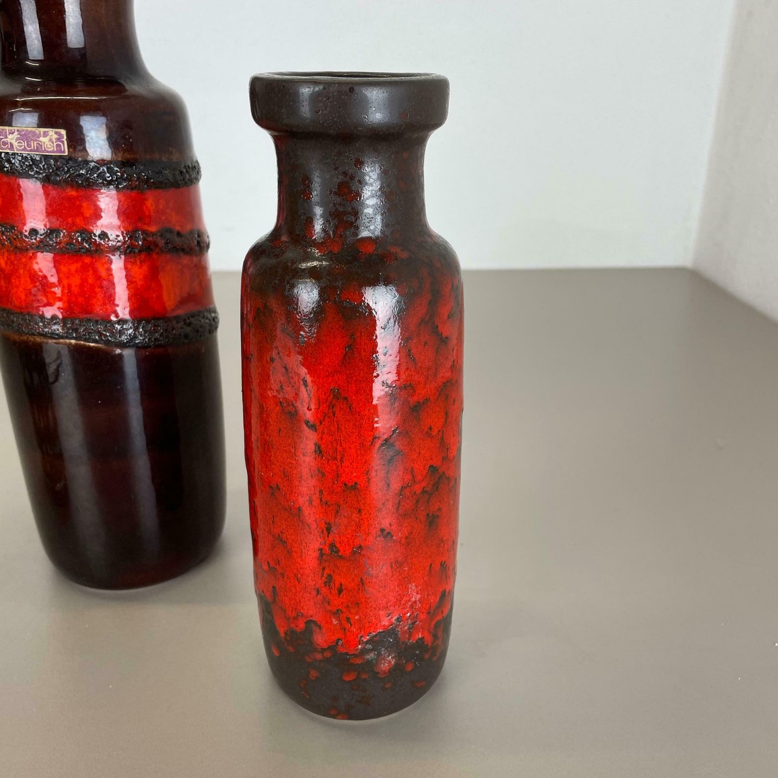 photo vinterior Set Of Three Vintage Pottery Fat Lava Vases Made By Scheurich, Germany, 1970s