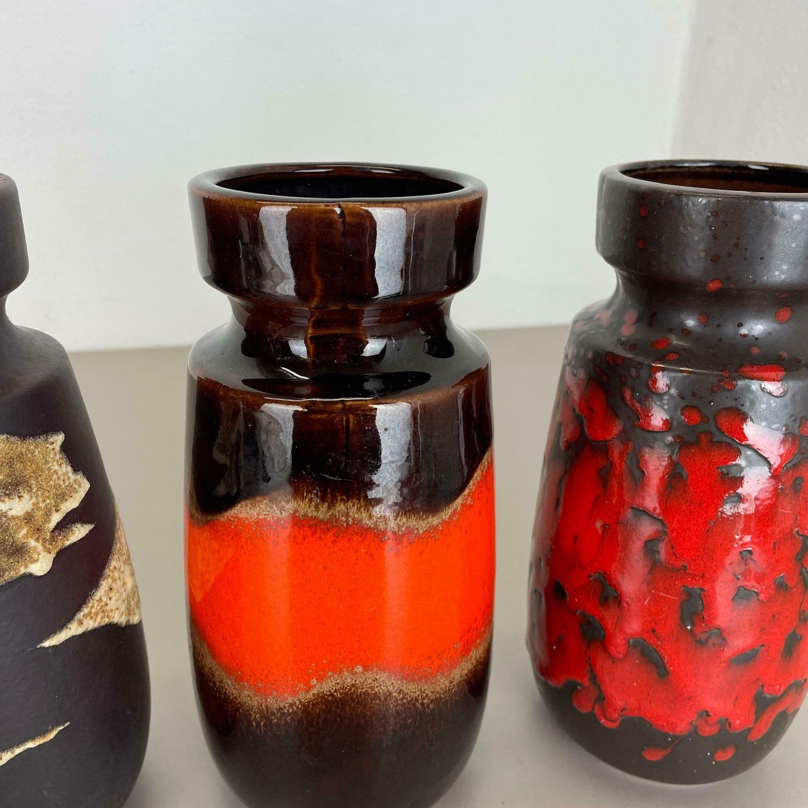 537.0 Set Of Four Vintage Pottery Fat Lava Vases Made By Scheurich, Germany, 1970s photo