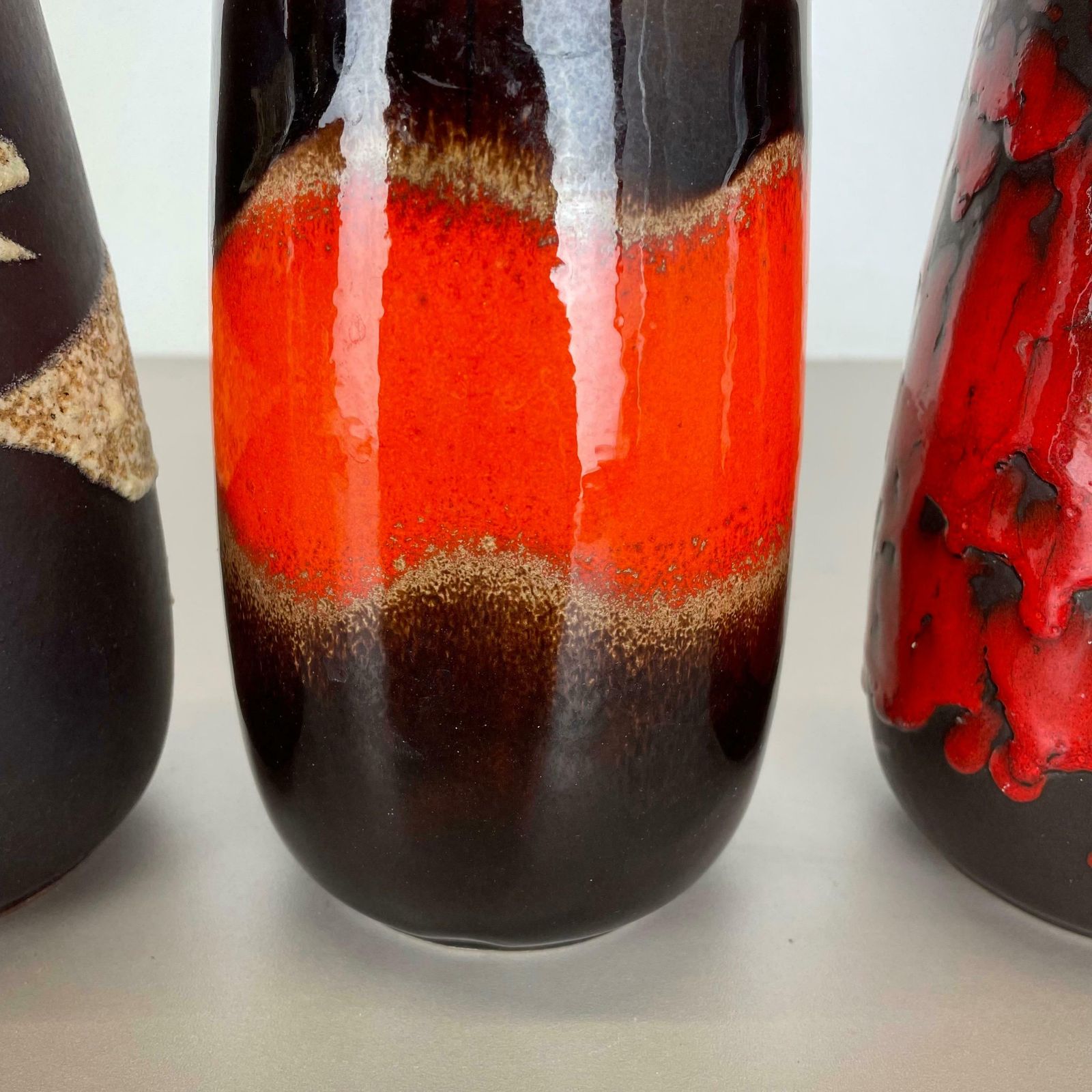 photo buy Set Of Four Vintage Pottery Fat Lava Vases Made By Scheurich, Germany, 1970s