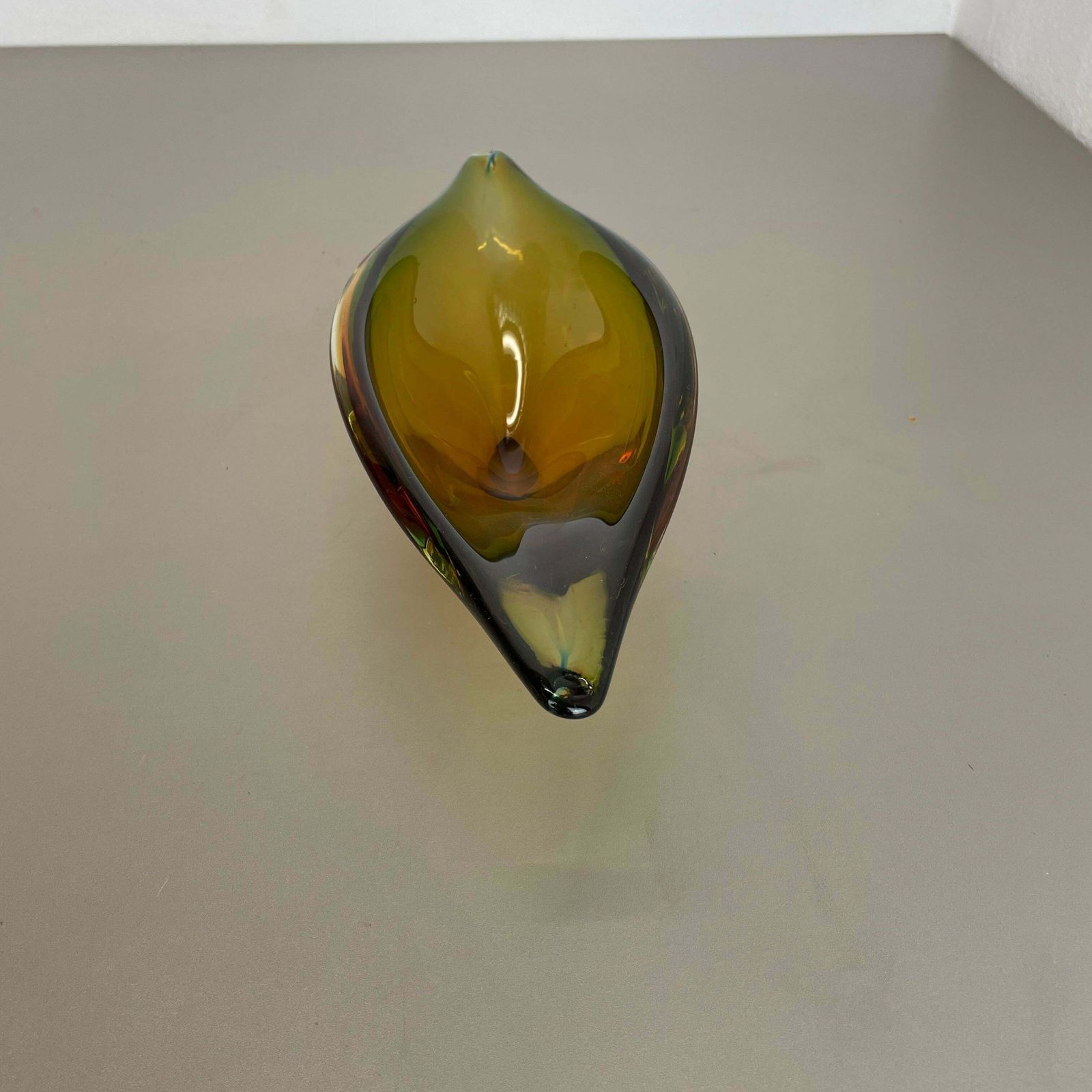 photo vintage 1,8 Kg Glass Bowl Shell Centrepiece By Flavio Poli Attrib Murano Italy 1970s