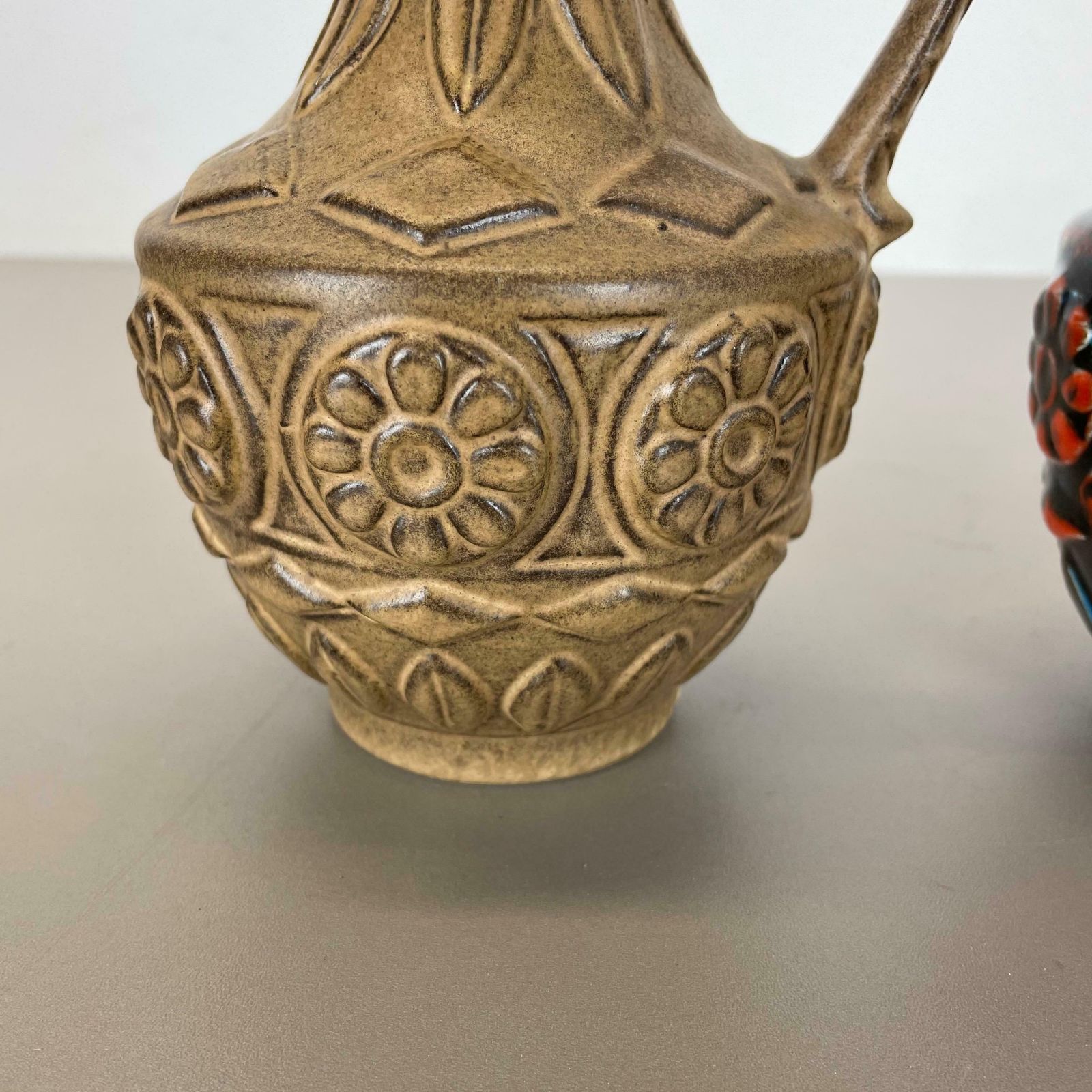 Set Of 2 Multi Colour Fat Lava Op Art Pottery Vase By Bay Ceramics Germany 1960s photo vinterior