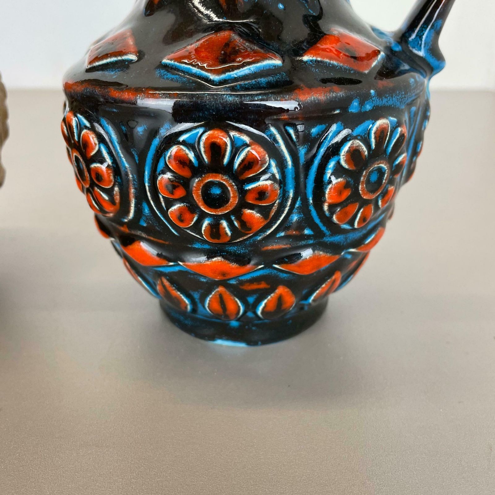 photo furniture Set Of 2 Multi Colour Fat Lava Op Art Pottery Vase By Bay Ceramics Germany 1960s