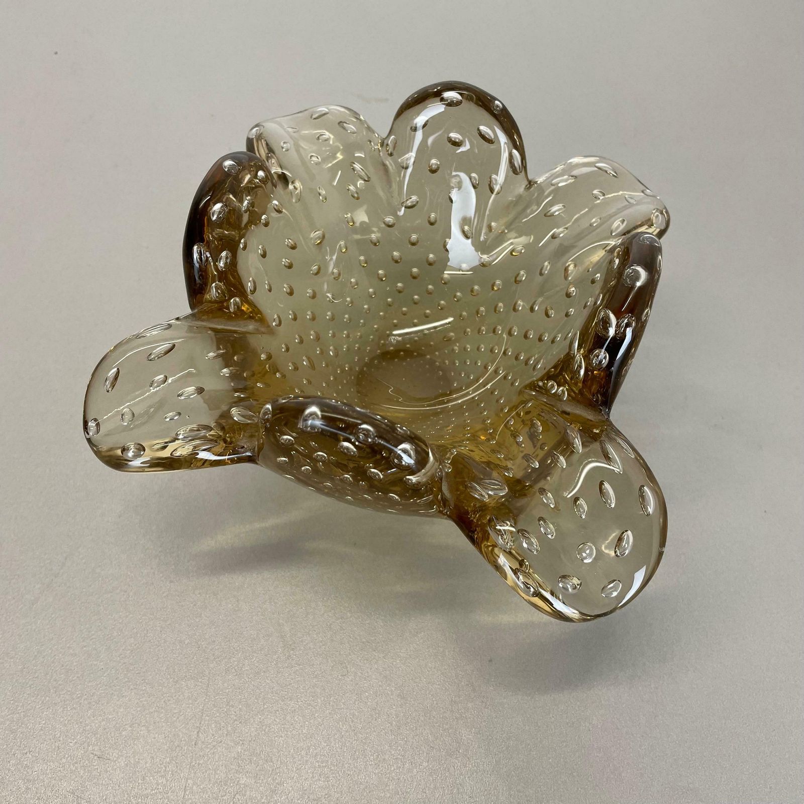 Glass Bowl Element Shell Ashtray Murano Bubble By Barovier And Toso Italy 1970s photo 592.0