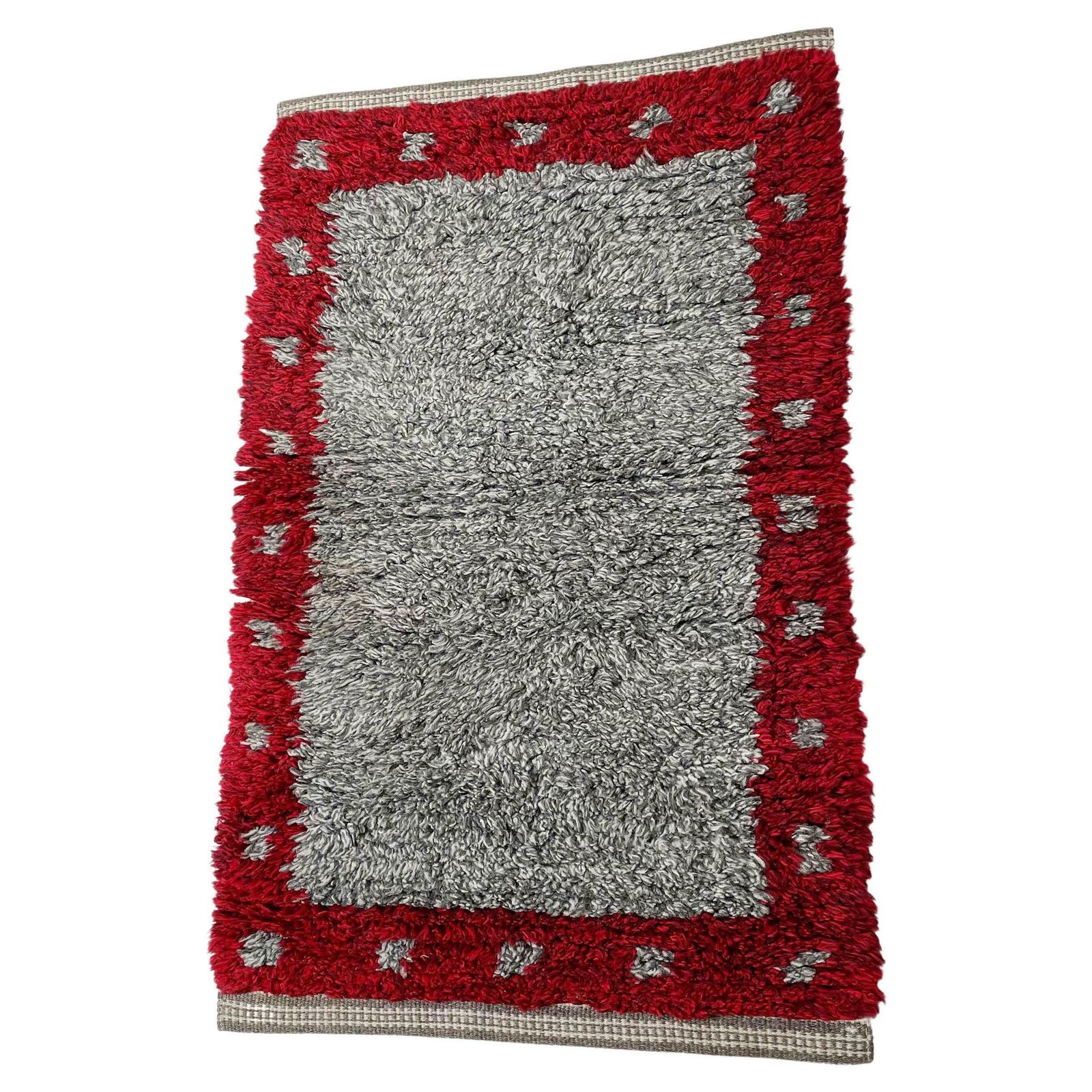 Abstract Scandinavian High Pile Abstract Rya Rug Carpet Sweden 1960s