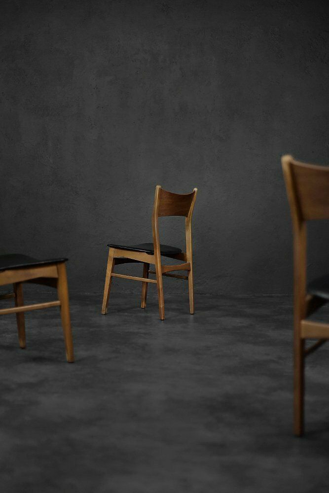 Scandinavian Modern Dining Chairs In Beech And Teak, 1960s, Set Of 4 photo 1780.0