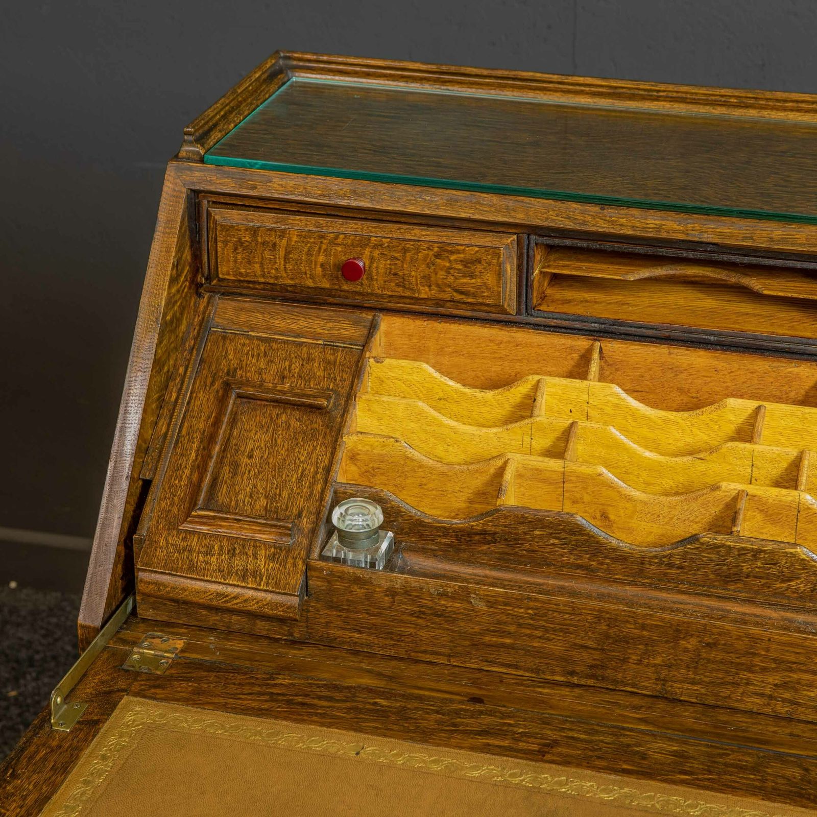 Early 20th Century Carved Oak Bureau photo 2300.0