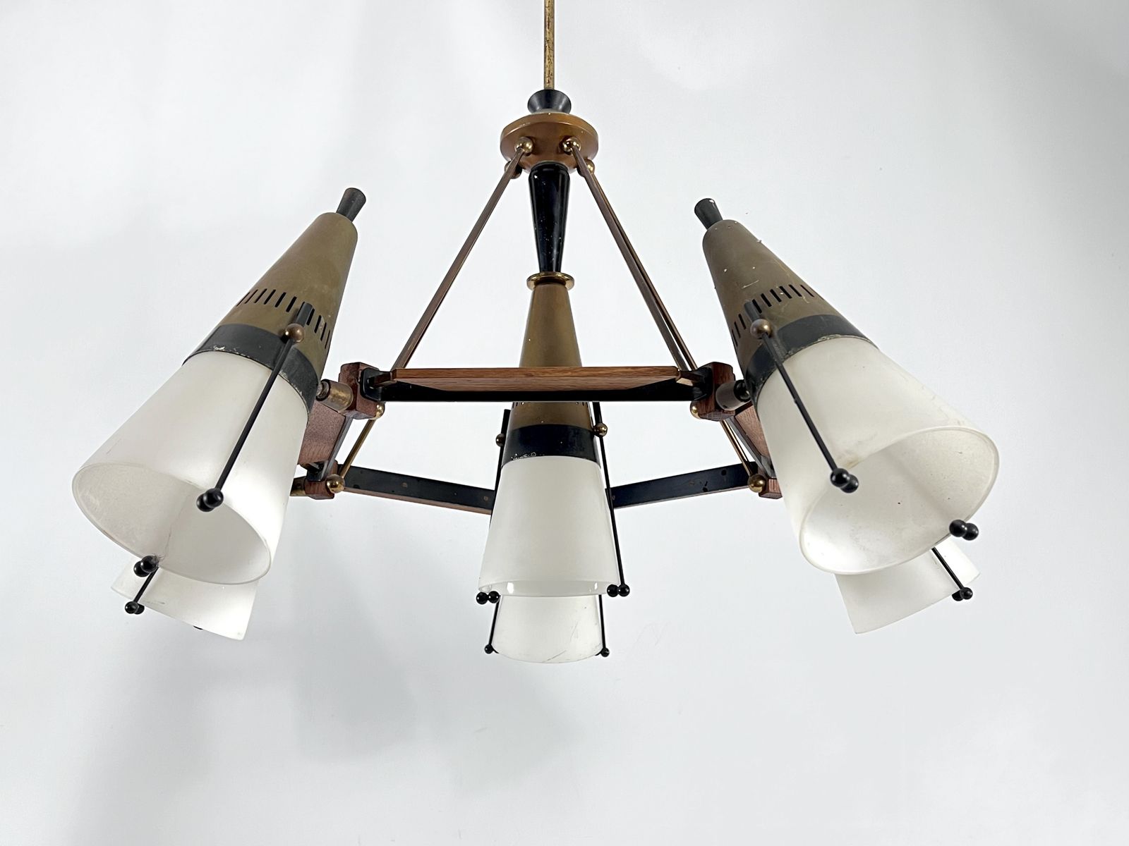 Rare Mid Century Modern Sputnik Chandelier By Stilnovo. Italy 1950s photo for sale