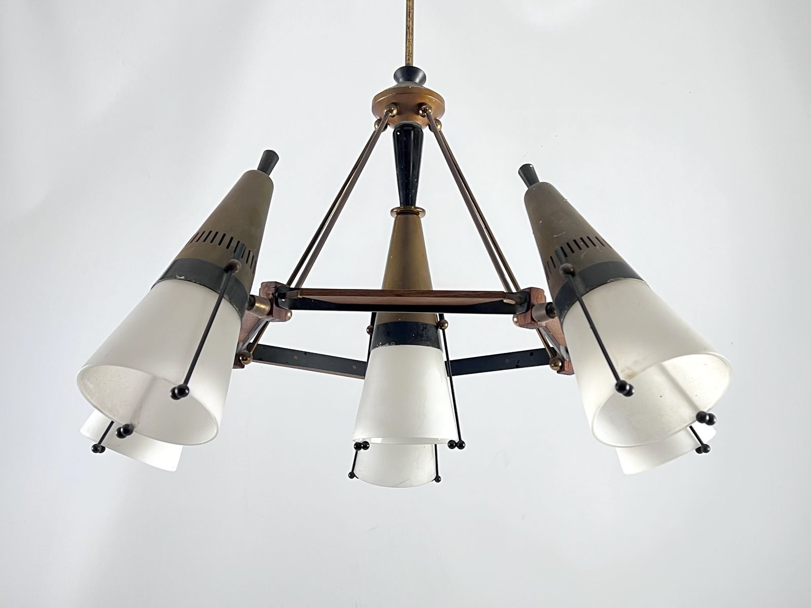 Rare Mid Century Modern Sputnik Chandelier By Stilnovo. Italy 1950s photo vinterior